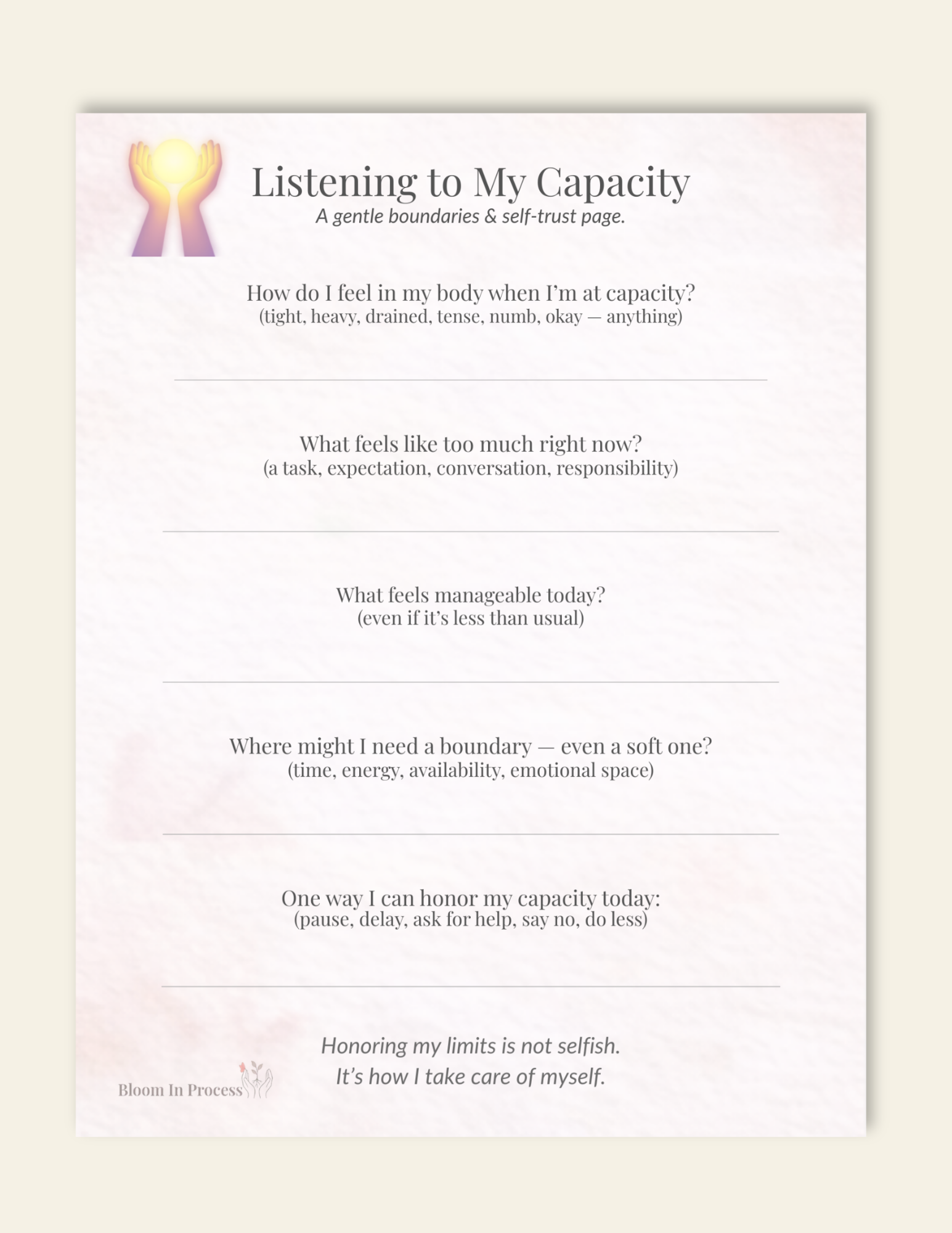 🧘‍♀️Listening to My Capacity