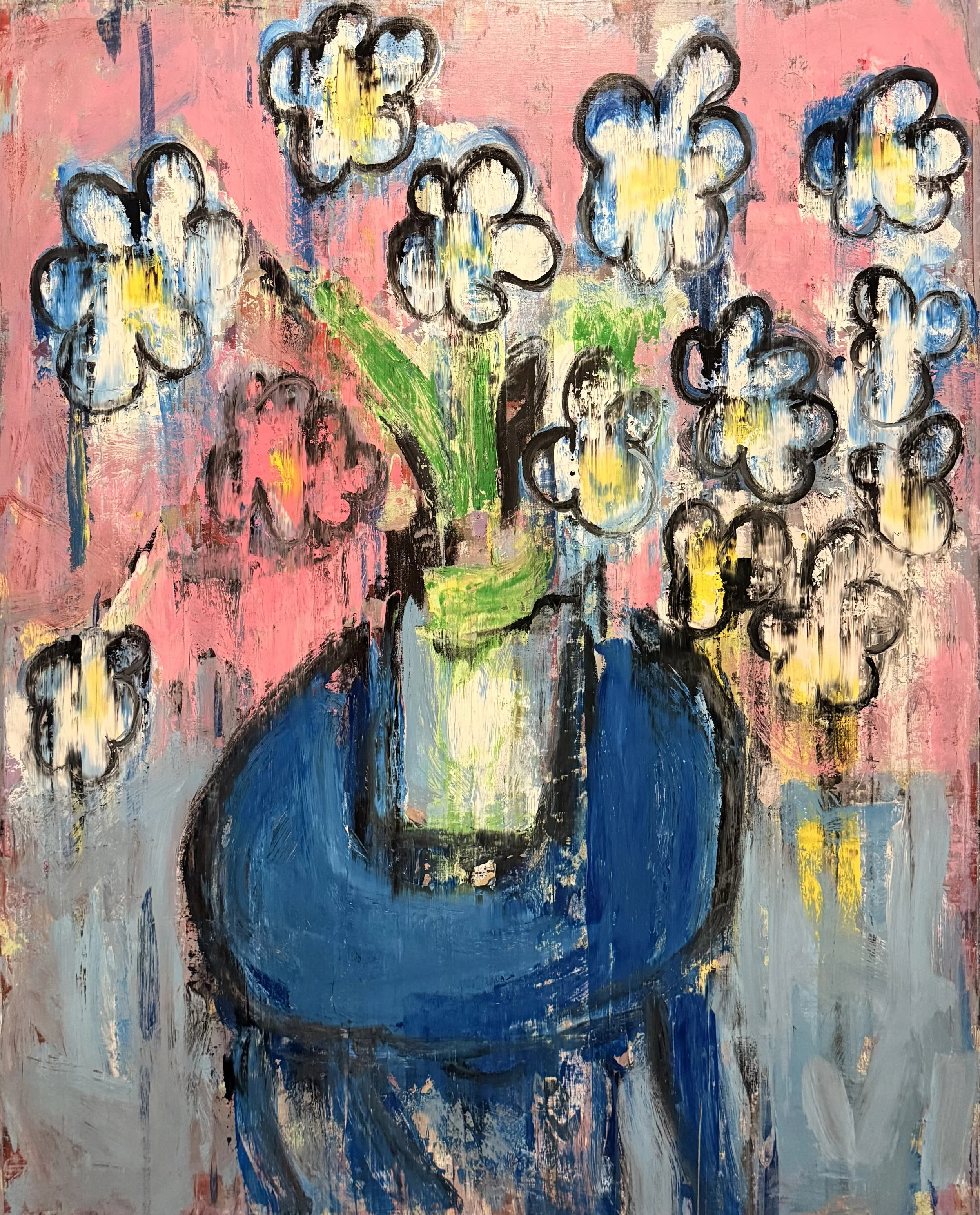 Untitled (Bouquet on blue). | 2026 | Acrylic | Canvas | 60x48in |