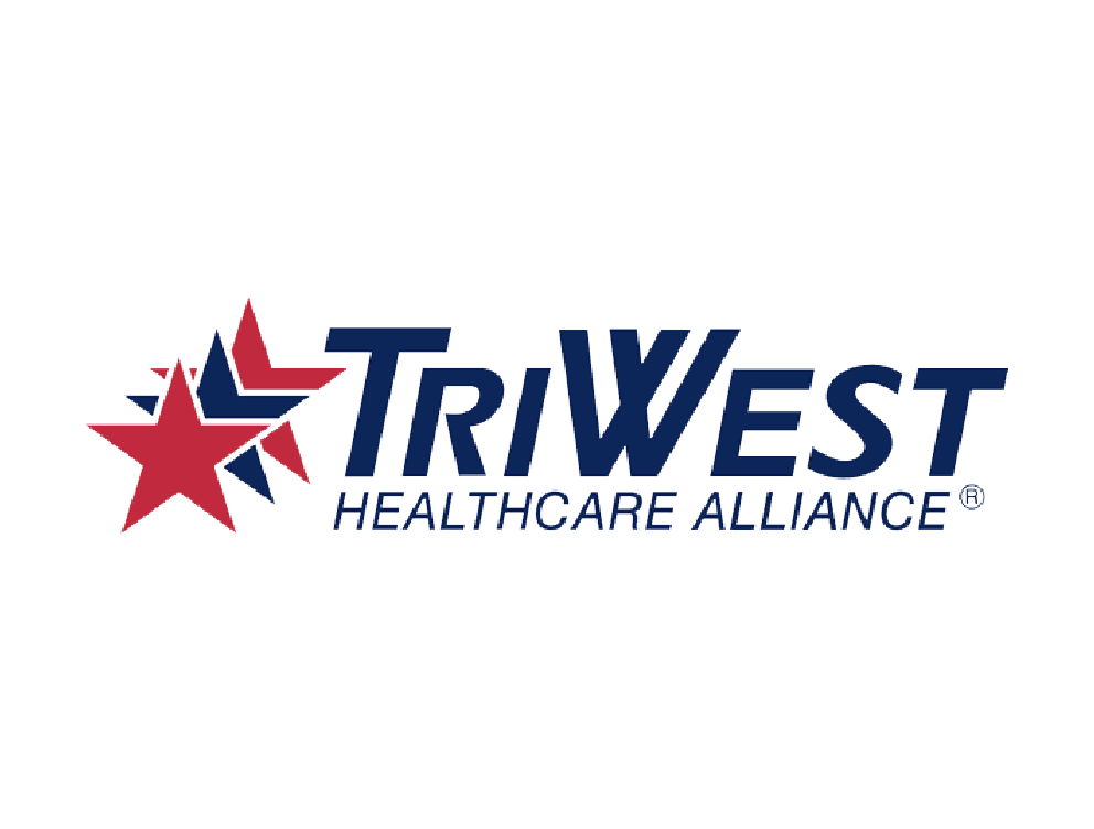 TriWest Healthcare Alliance logo with three stars, two red and one blue, to the left of the company name in blue text.