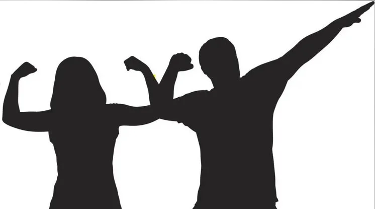 Man and woman flexing