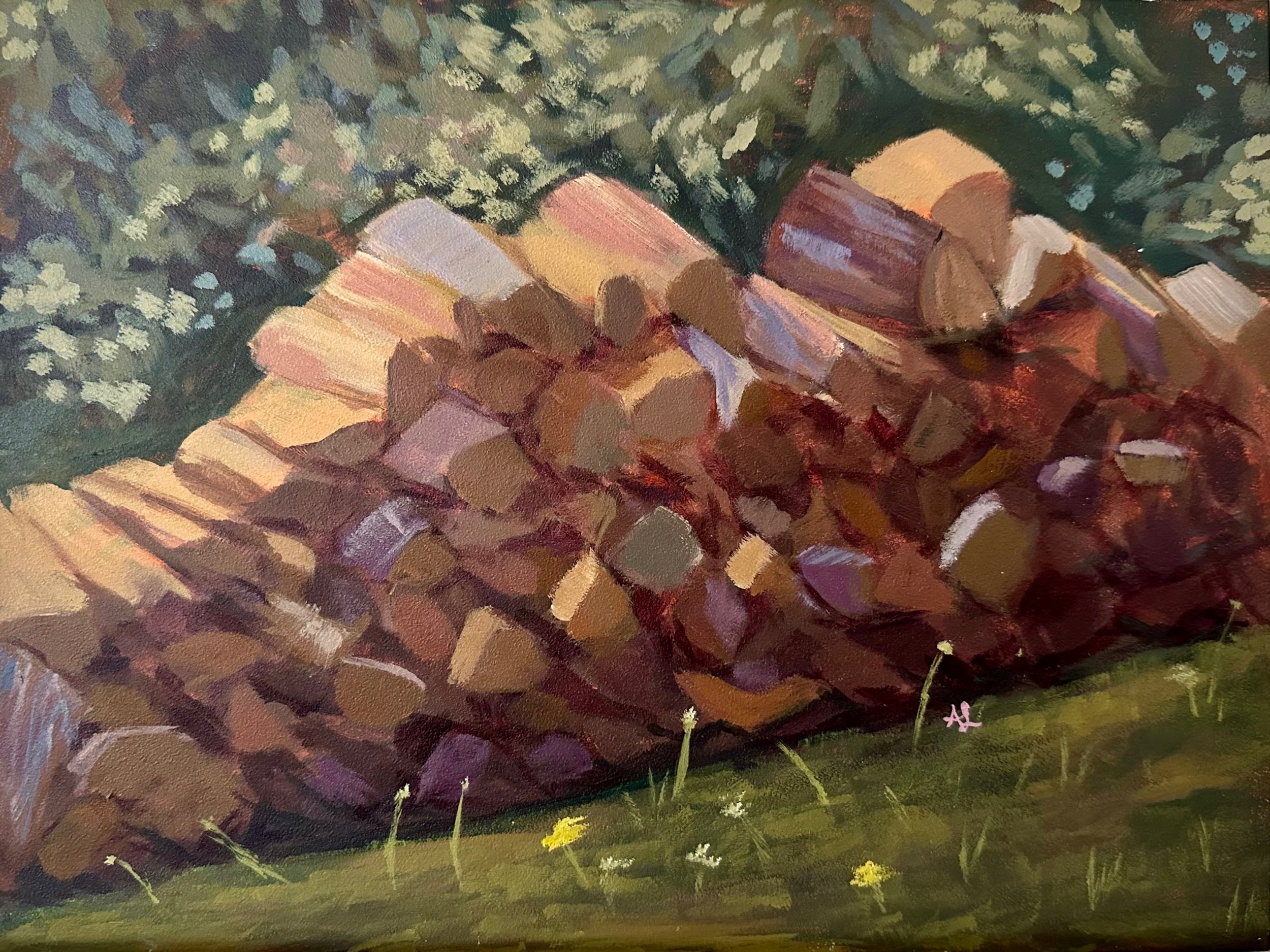 Wood Stack, Acrylic on gessoboard, 9x12, 2025