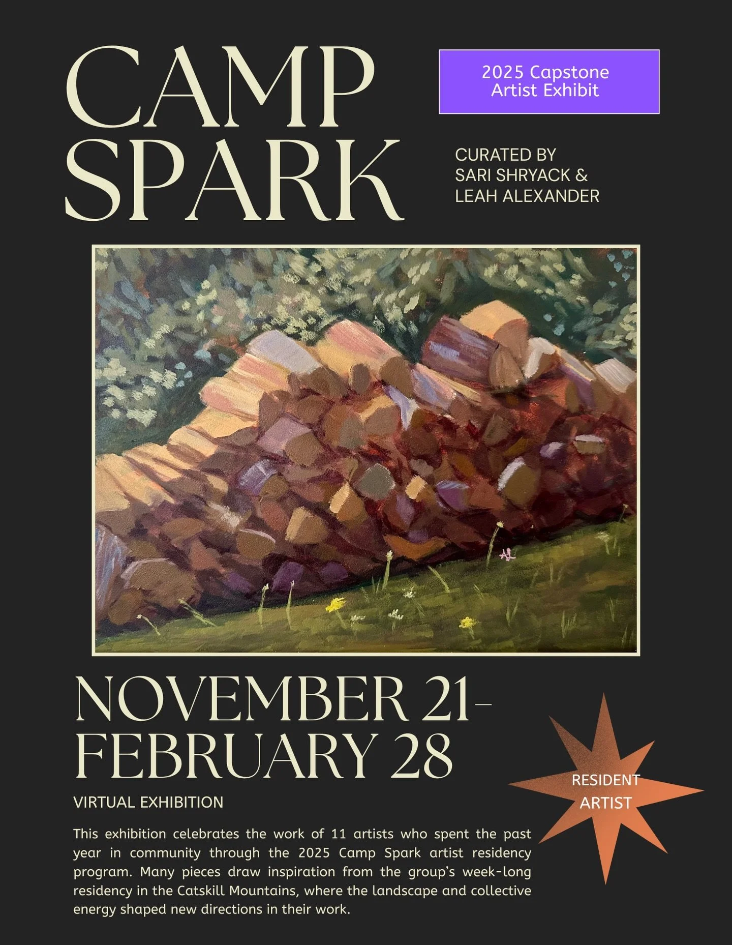 So excited to see all of this work together - the 2025 Camp Spark Residency Exhibition is now live! 🔥✨

This virtual show was curated by @not_sorry_art and @leahpaintsparis and features paintings from 11 talented artists. I&rsquo;ve had the privileg