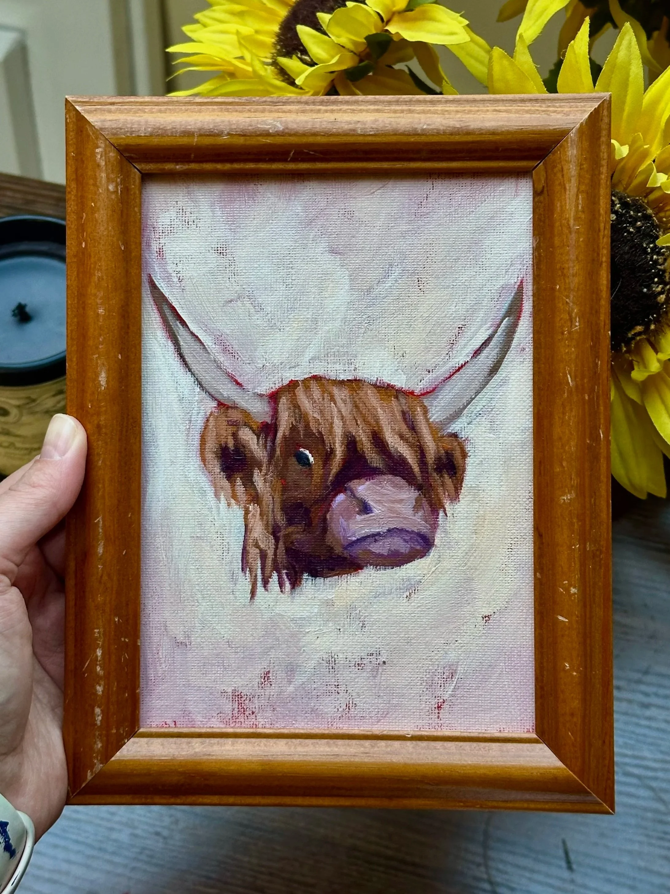 Highland Coo, acrylic on canvas board, 5x7", 2025