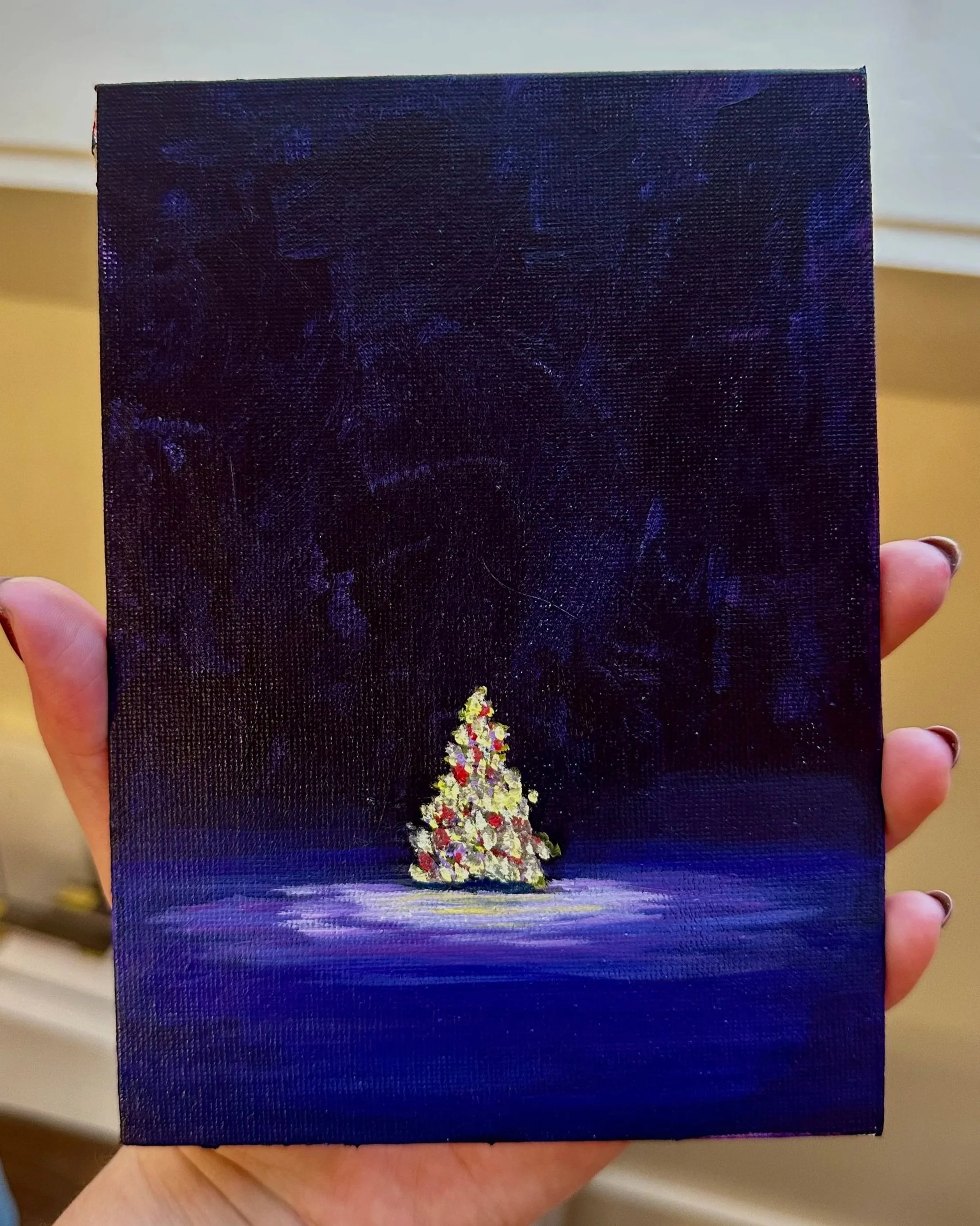 Winter Solstice, acrylic on canvas board, 5x7", 2025