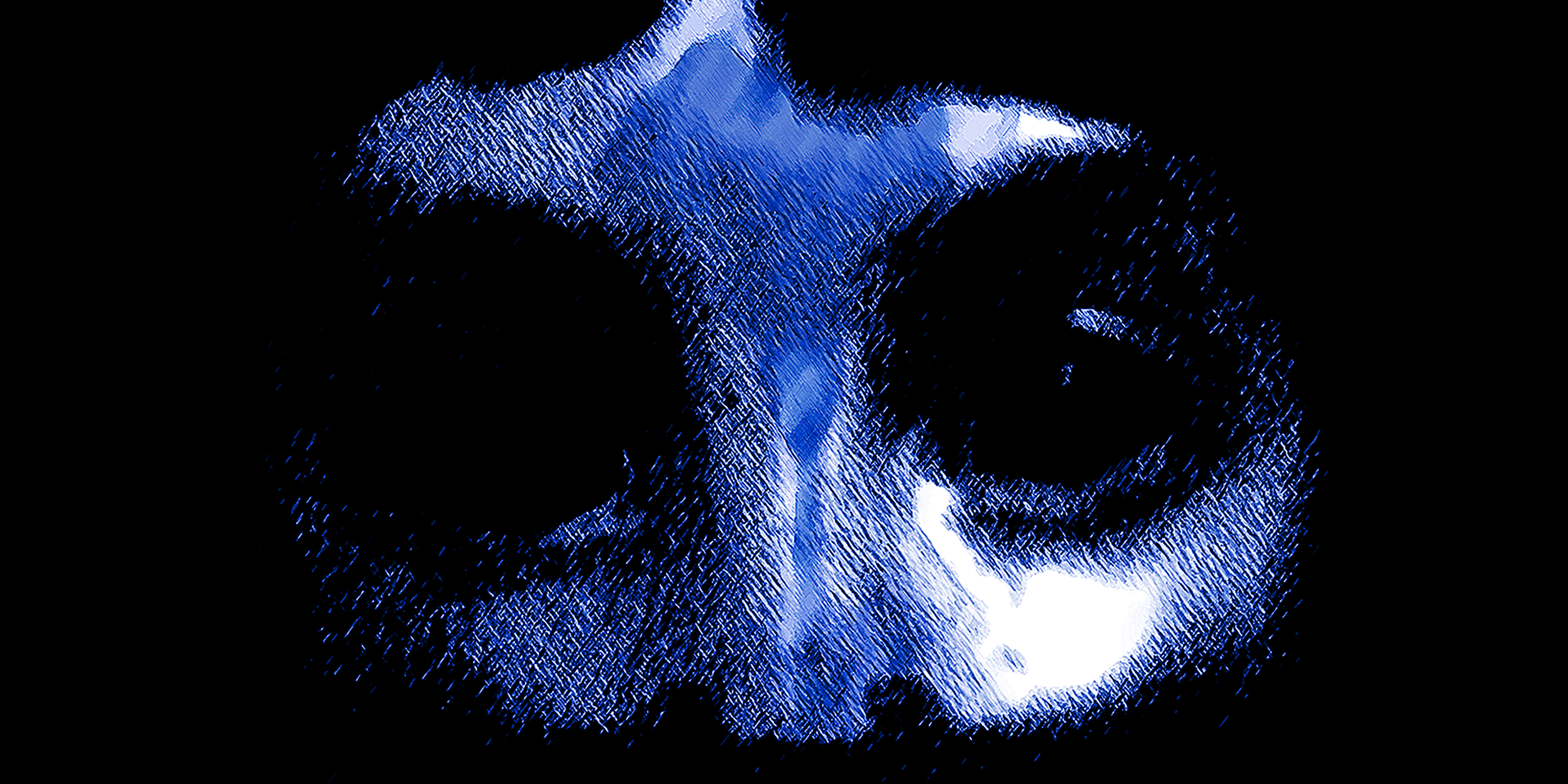 Digital illustration of two human eyes in blue shades on a black background.