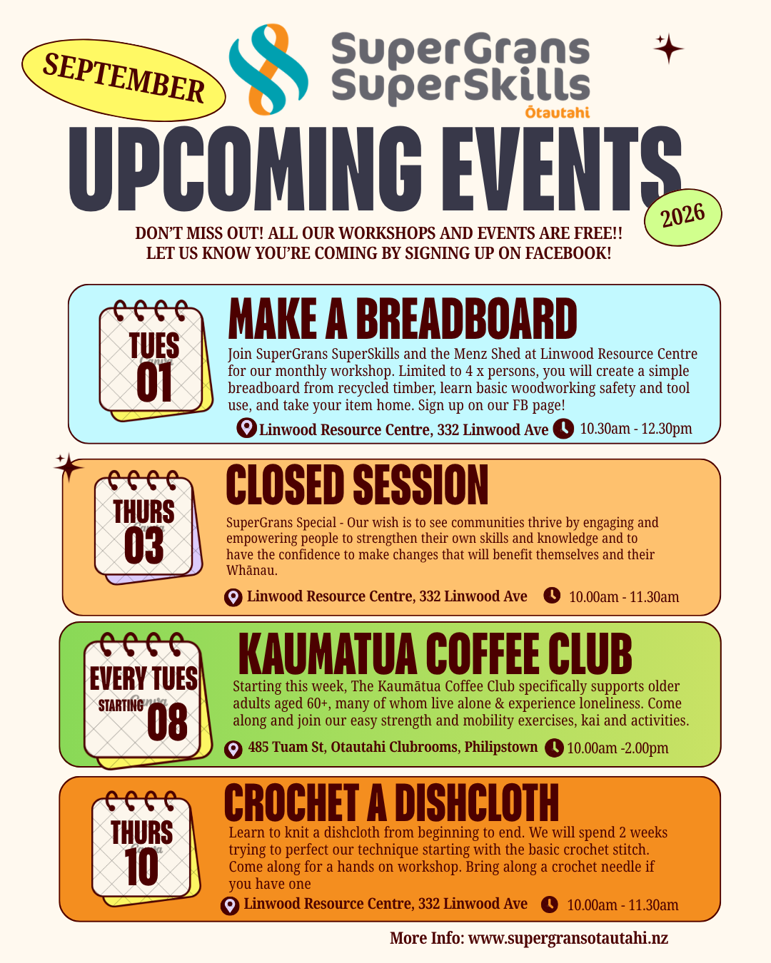 Upcoming Workshops for September