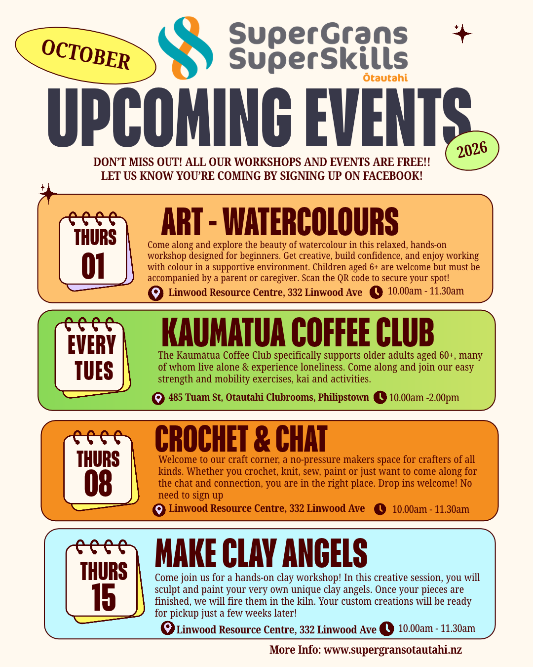 Upcoming Workshops for October