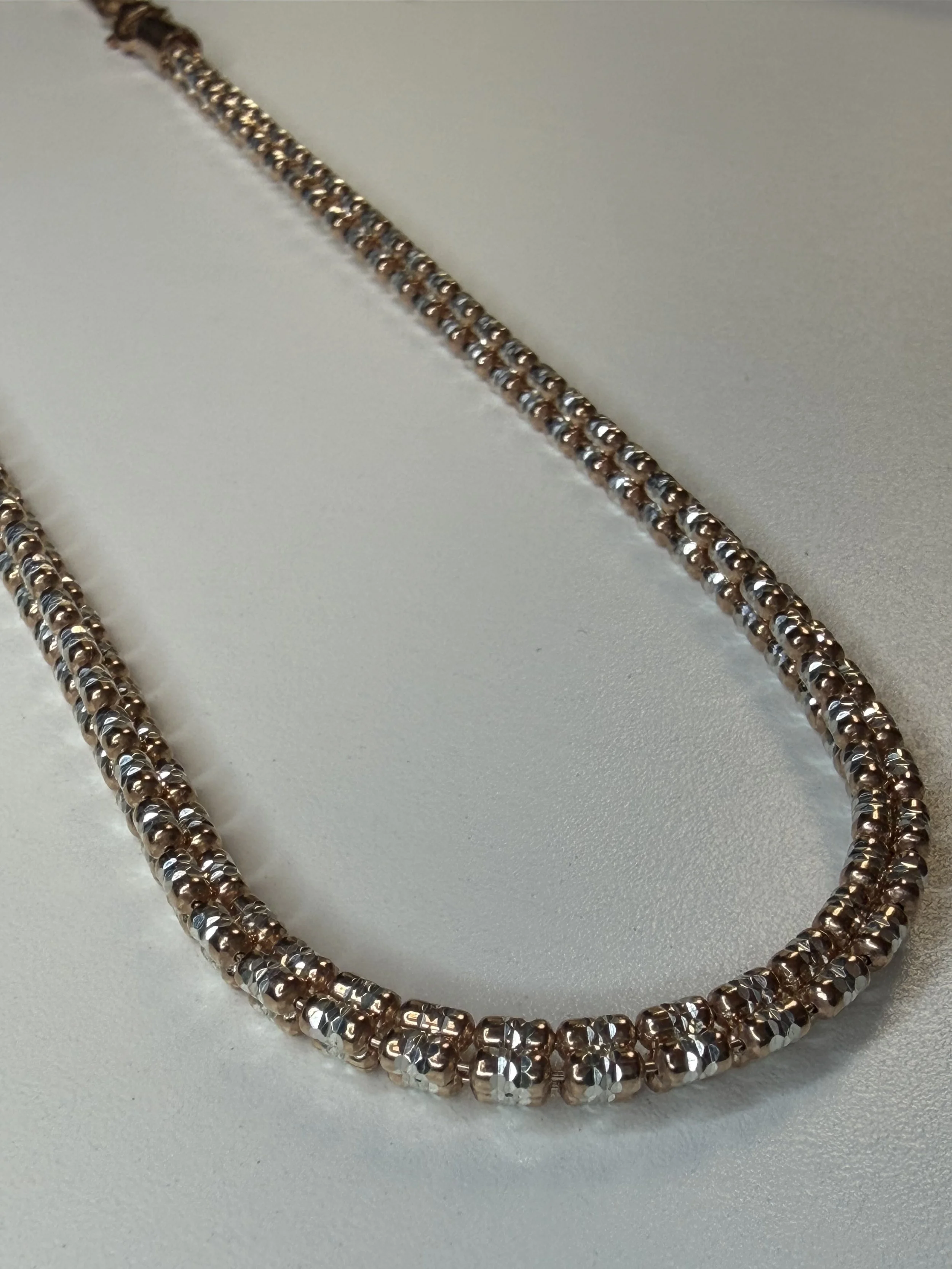 5mm Rose Gold Plated Diamond Cut 925 Triple Ice Barrel Chain
