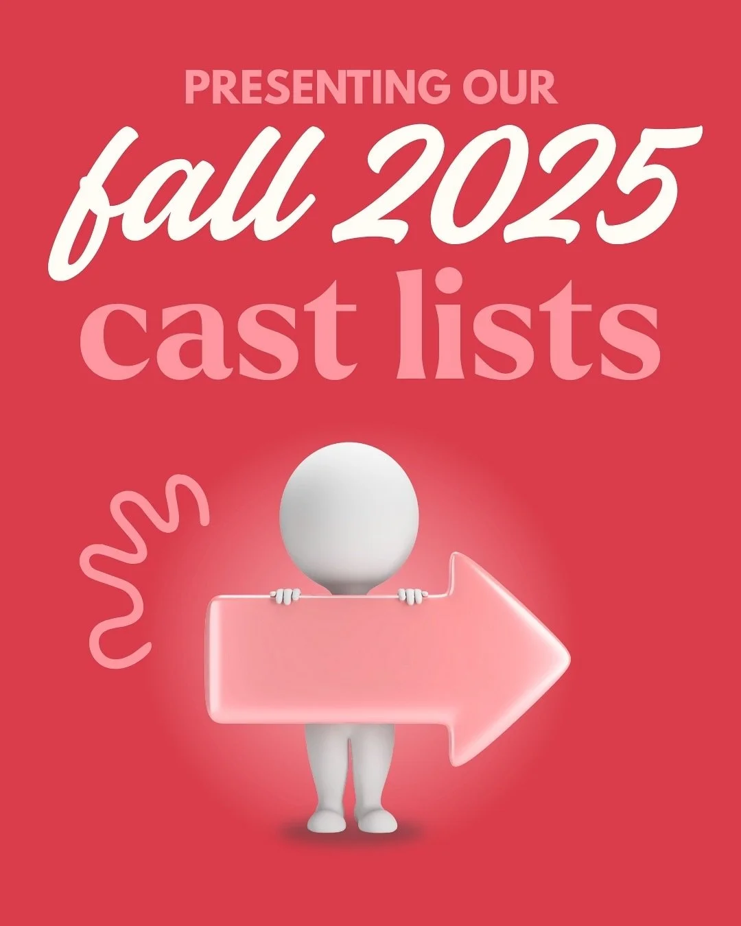 Presenting our FALL 2025 CAST LISTS! 

First up we have FRESHCASE in the West Hall Black Box, October 3 &amp; 4, starring the Class of 2029: Sohum Baluja, Sophia Blair, Enaya Bokhari, Mia Boyd, Connor Chase, Rebecca Compomanes, Archer Deans, Ziyad El