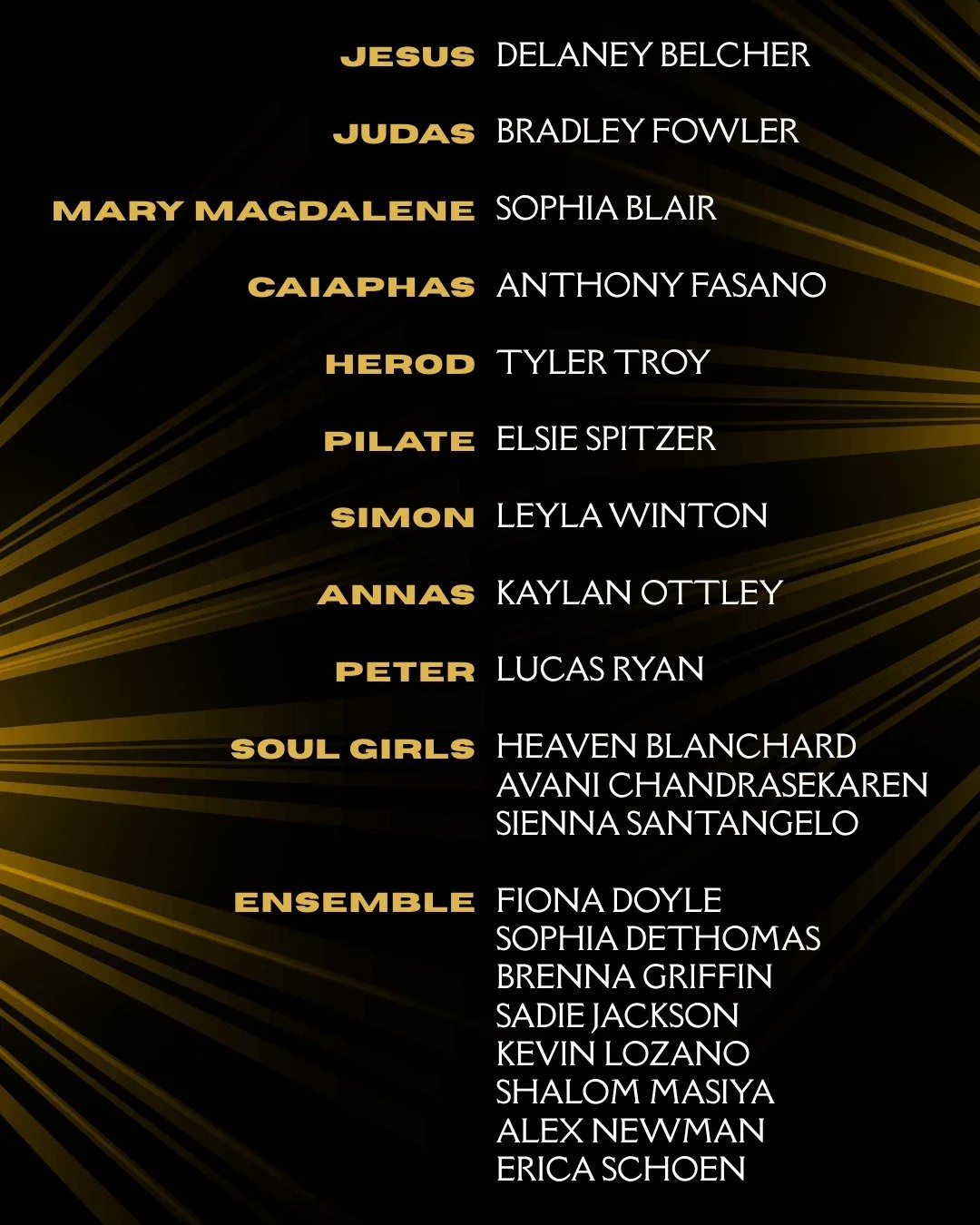 Presenting the cast of Jesus Christ Superstar! Runs in the West Hall Black Box April 16&ndash;18. Follow us to stay up to date with our incredible show process, tickets, and getting involved! 🌟🤘