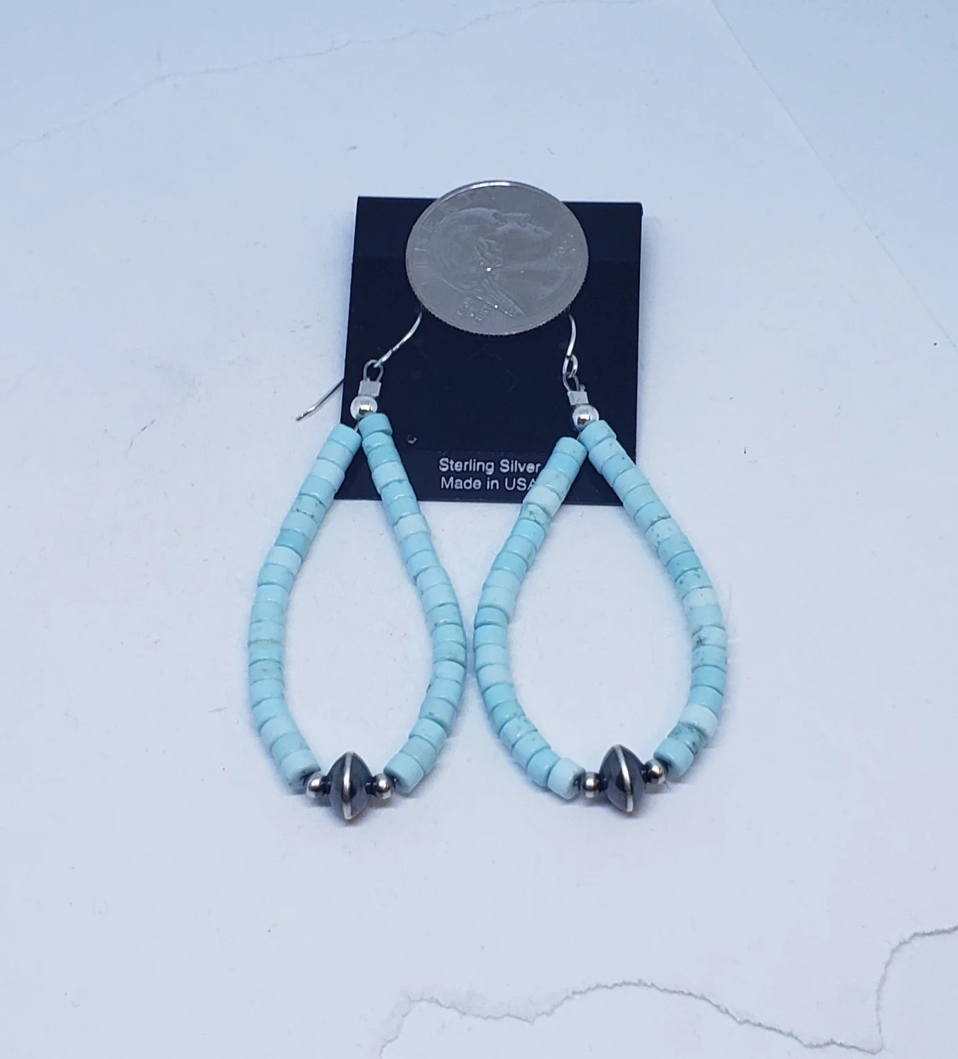 Blue Turquoise Earrings with Sterling Silver