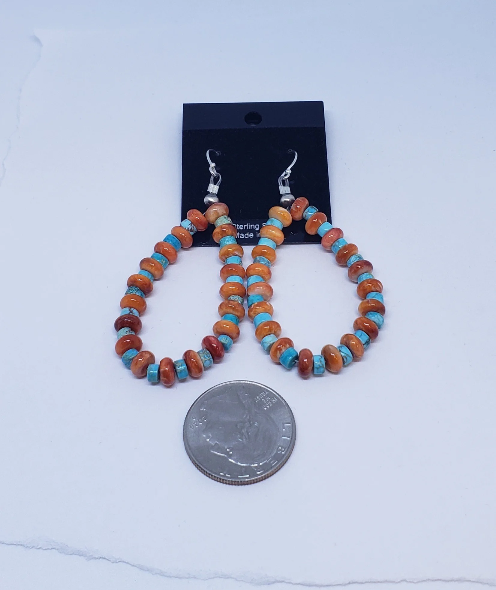 Turquoise and Spiny Oyster Earrings