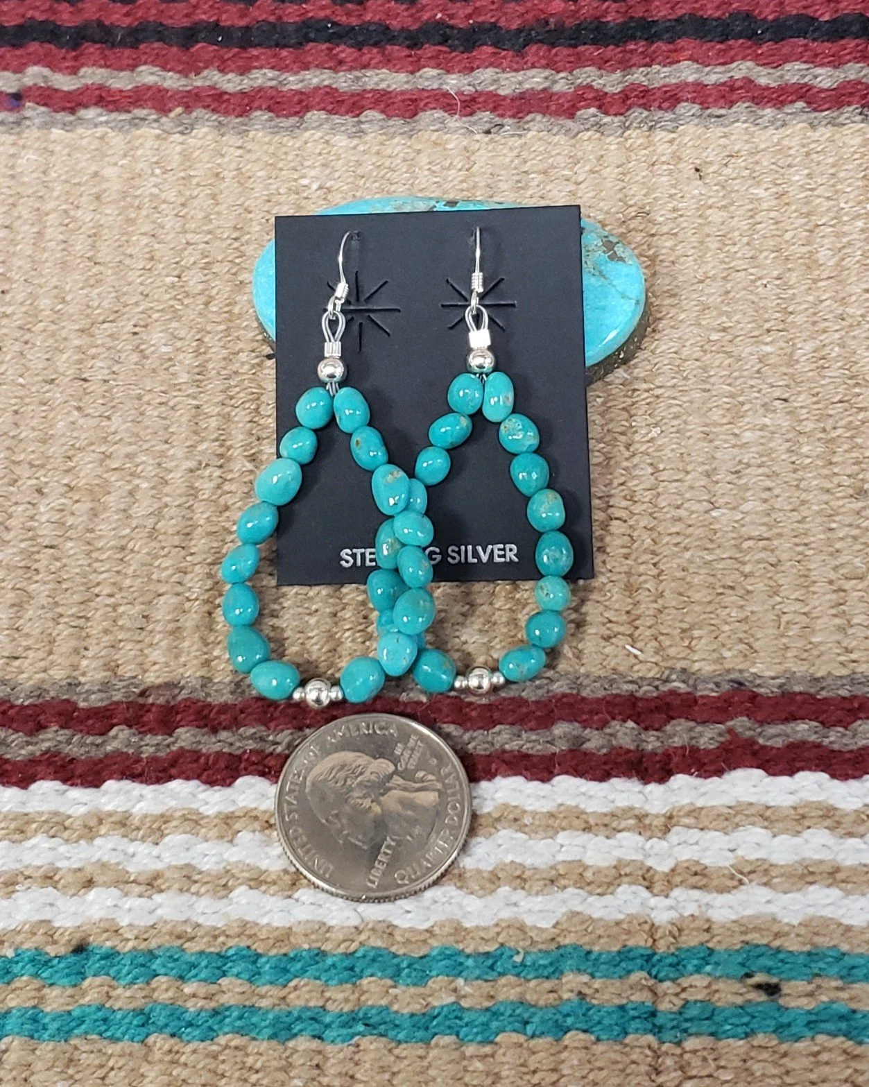 Turquoise Dangle Earrings with Sterling Silver Bead