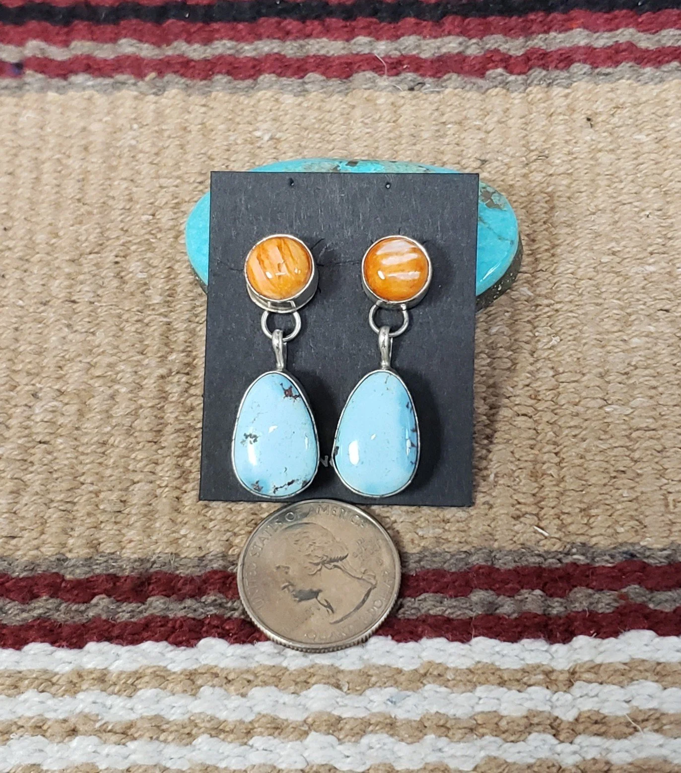 Orange Spiny and Golden Hill Dangle Earrings with Sterling Silver
