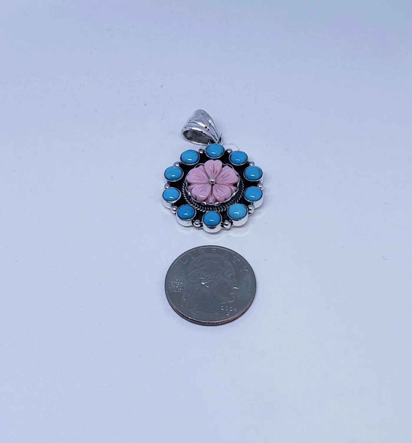 Conch Shell Pendant with Turquoise