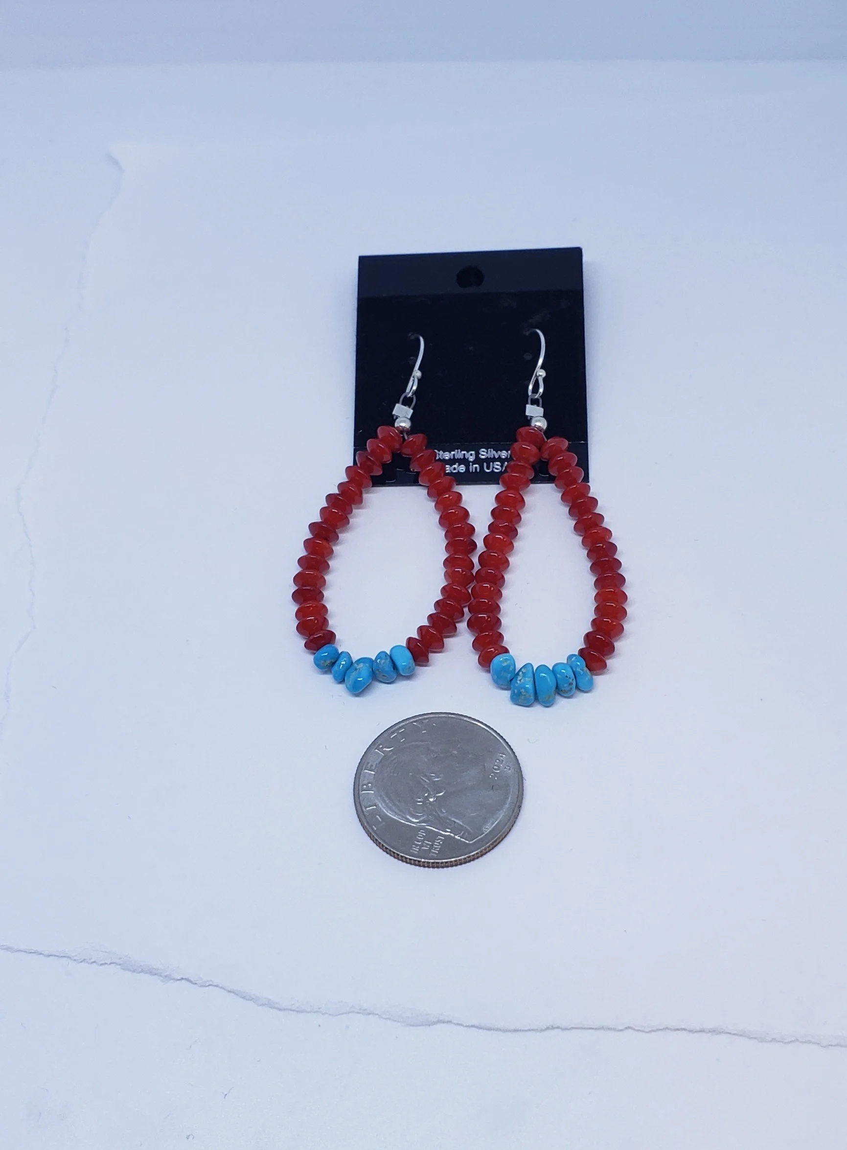 Coral Earrings with Turquoise