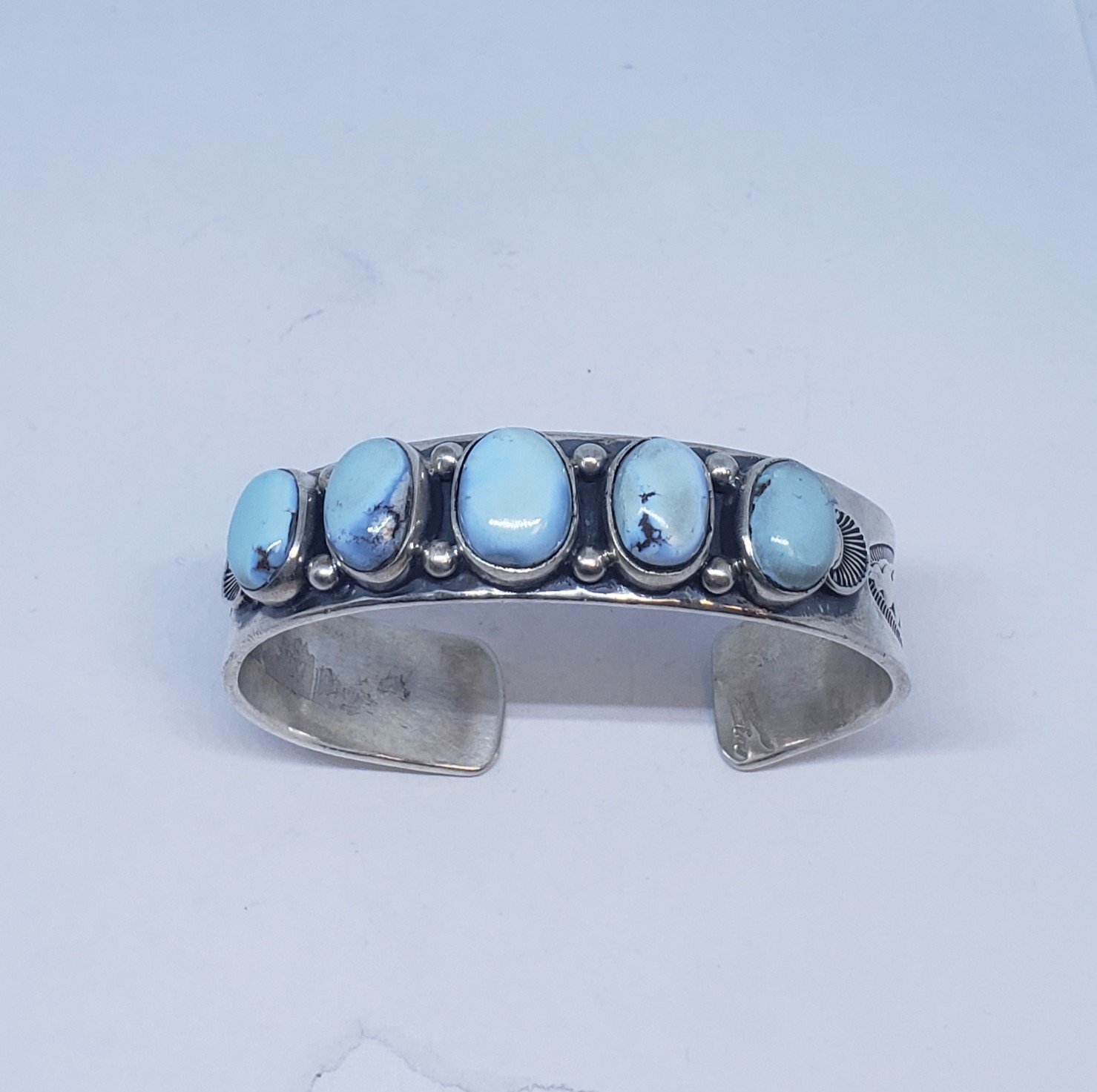 Sterling Silver Cuff Bracelet with Golden Hill