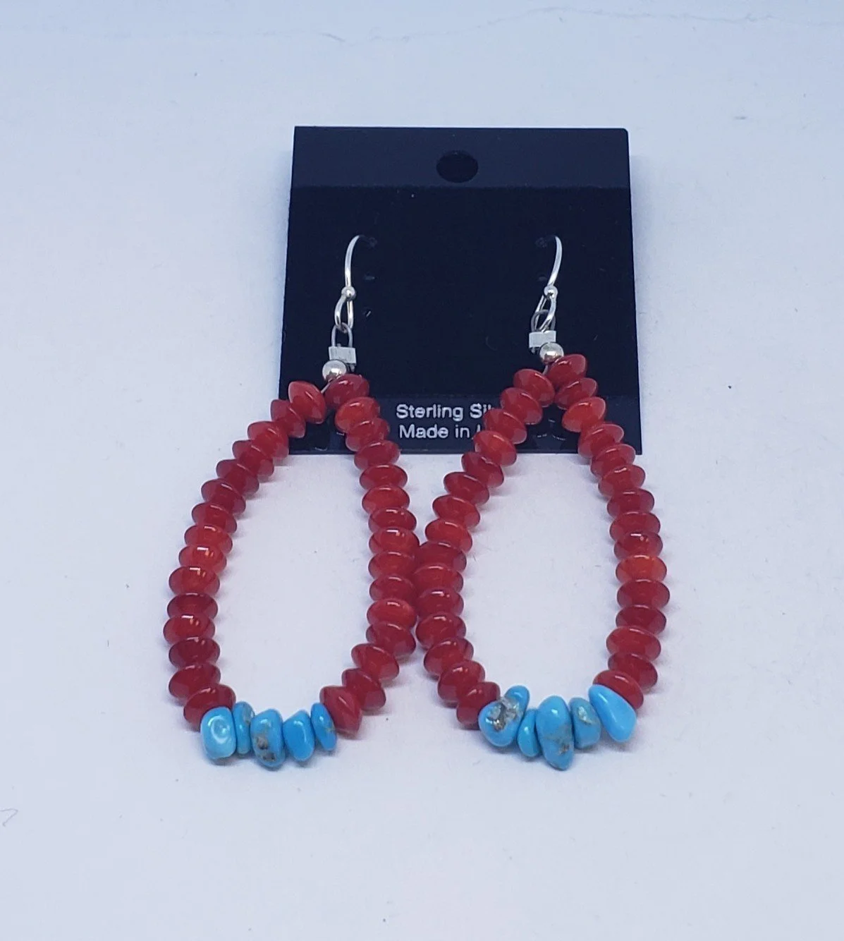 Coral and Turquoise Earrings with Sterling Silver