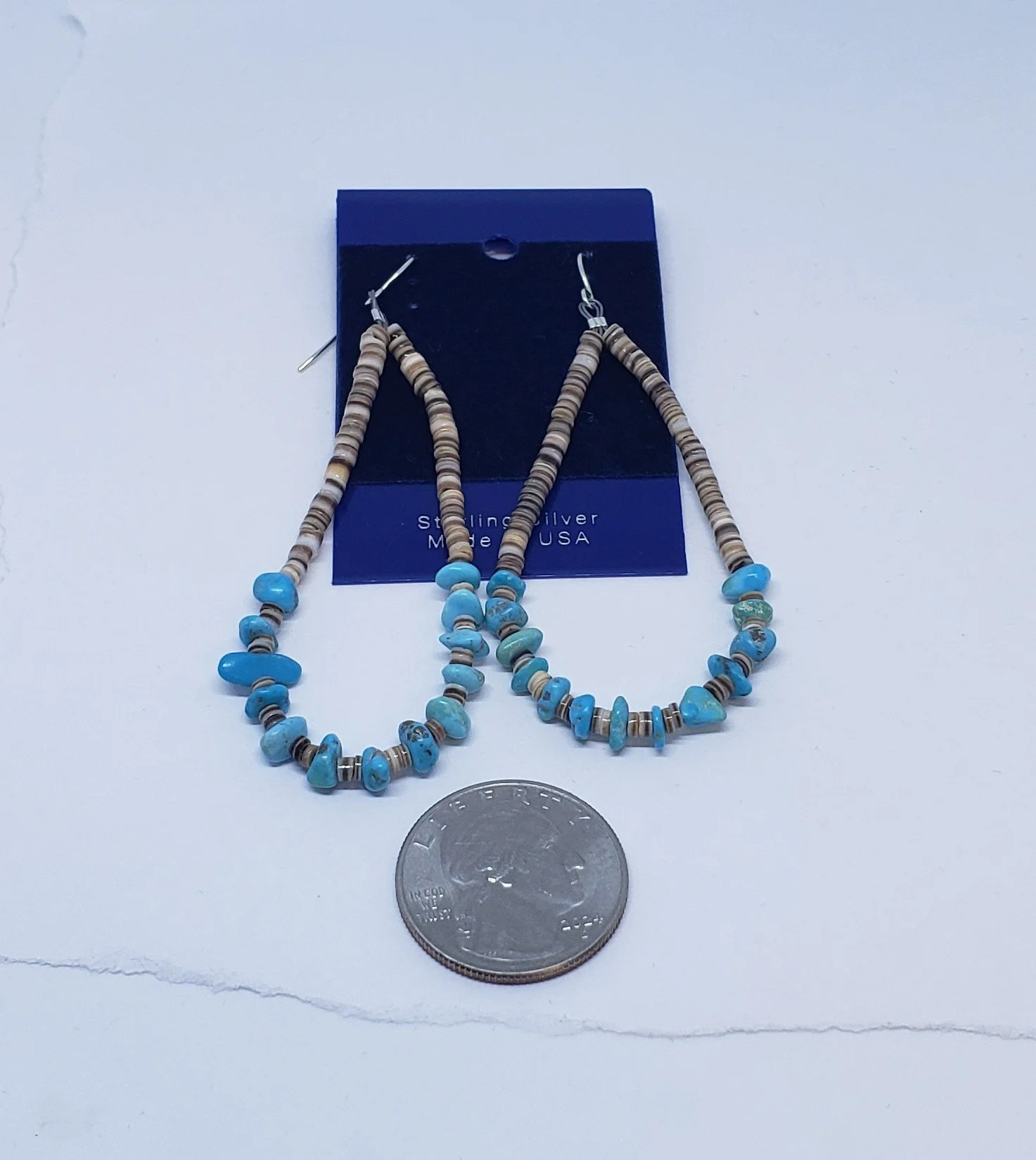 Turquoise Earrings with Heishi Beads