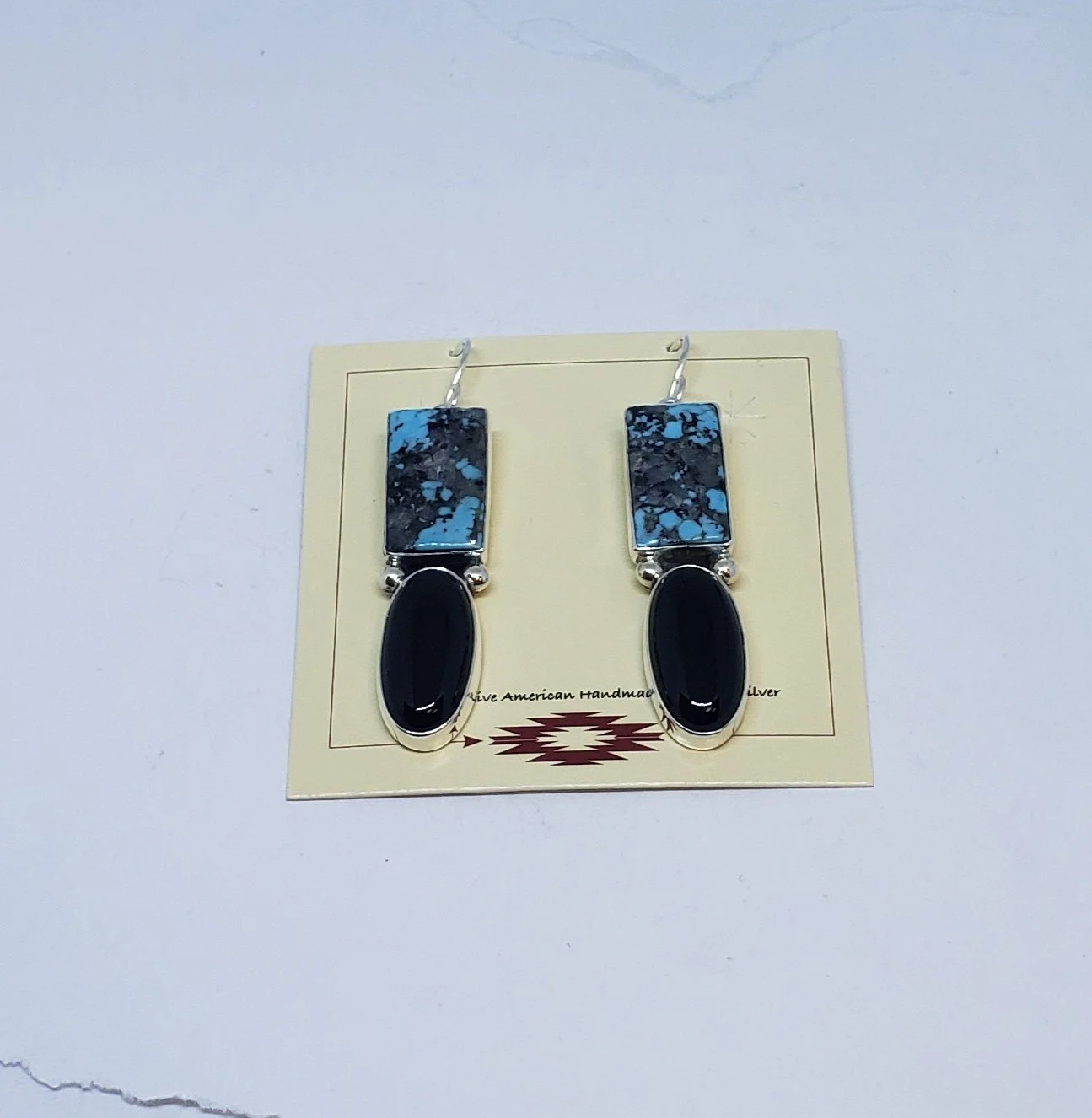 Turquoise and Black Onyx Earrings with Sterling Silver