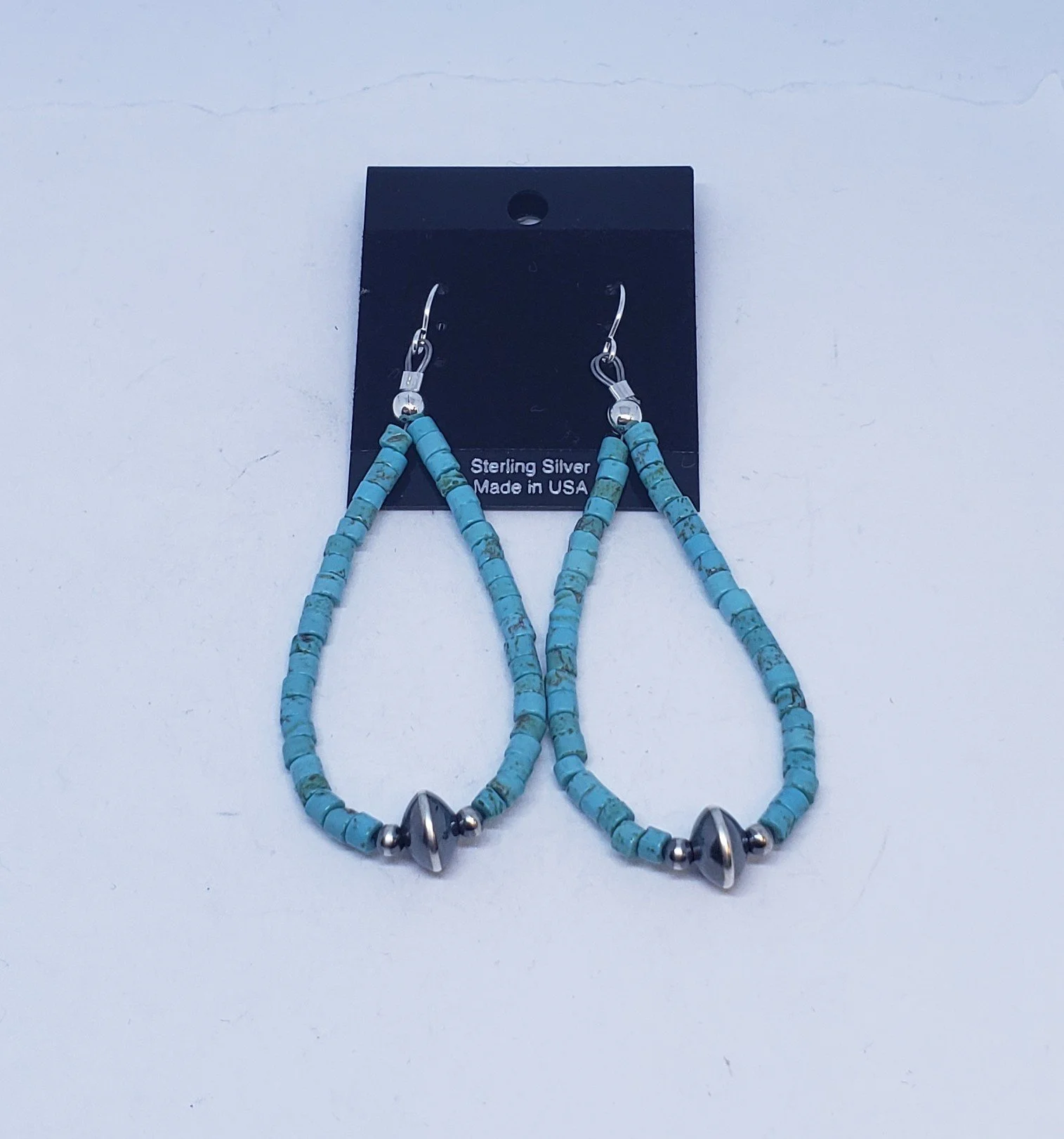 Turquoise Earrings with Sterling Silver Beads