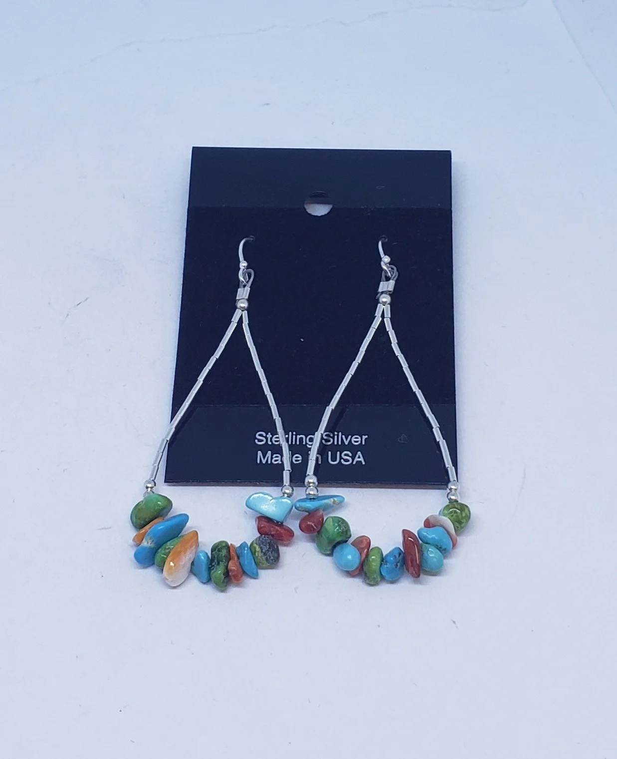 Orange and Red Spiny Oyster with Turquoise with Sterling Silver