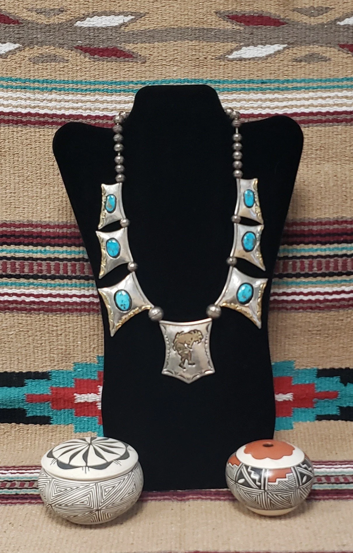 Vintage Sterling Silver Necklace with Turquoise