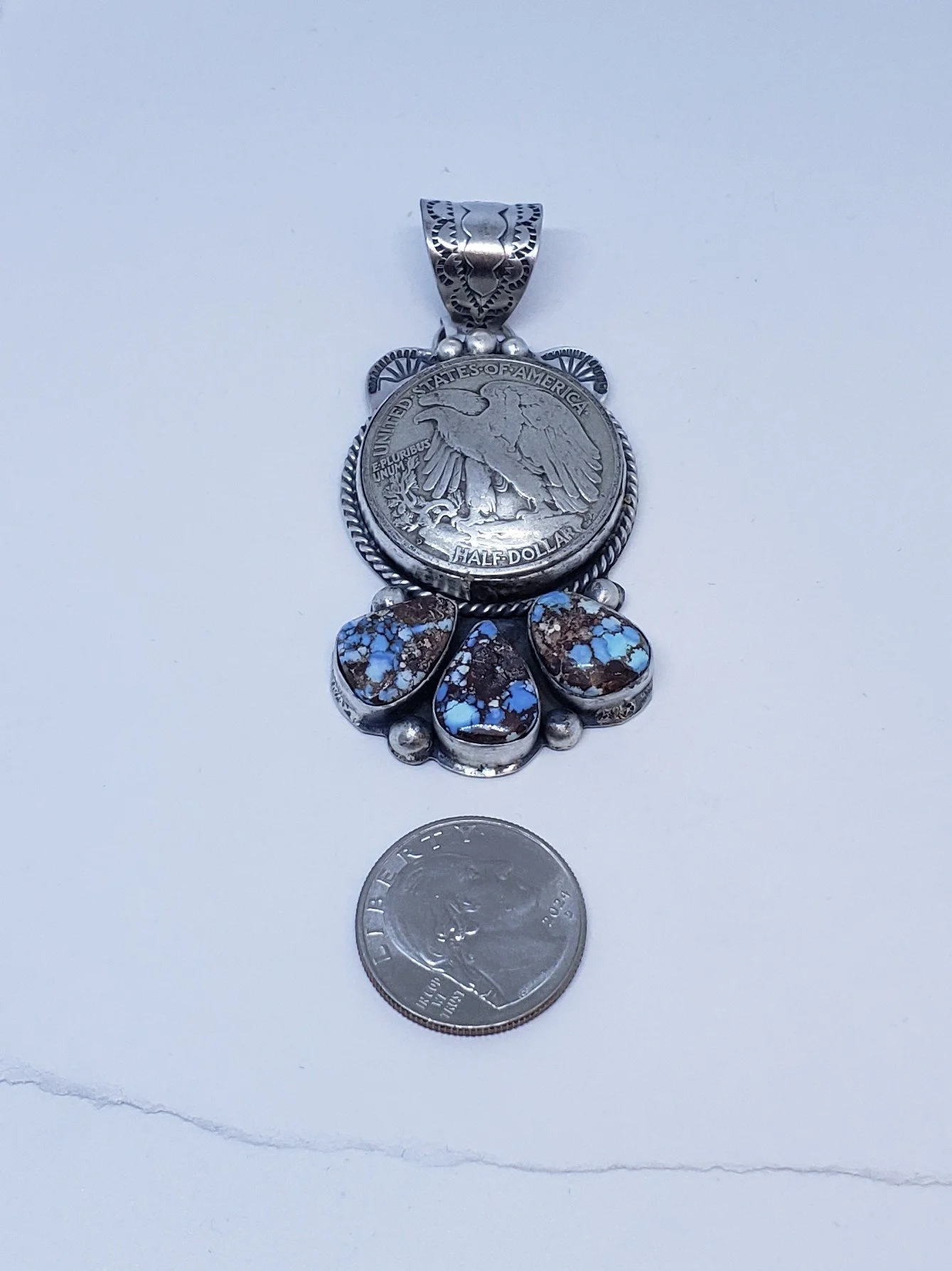 Half Dollar Style Turquoise Pendant