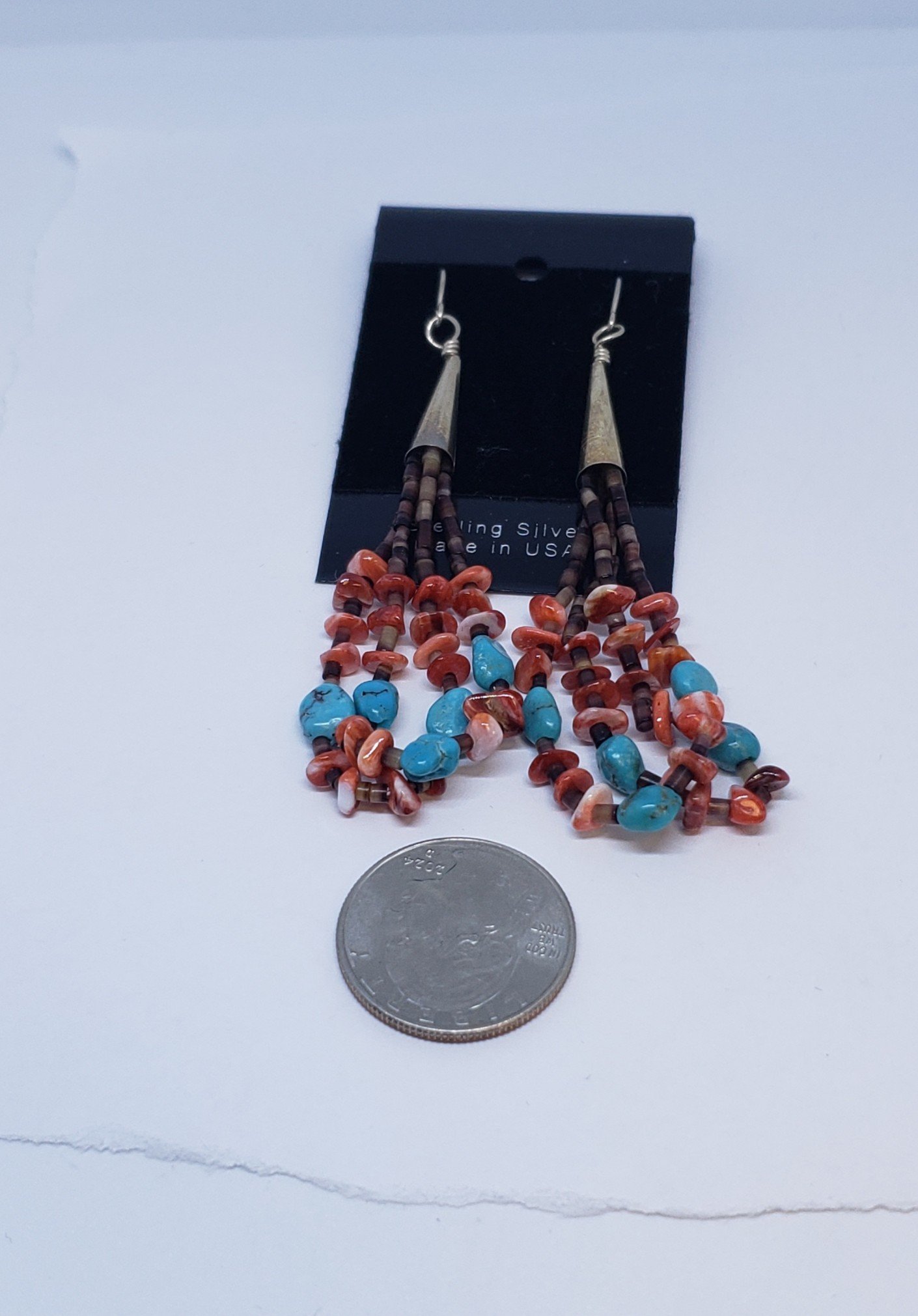 Heishi Bead Earrings with Turquoise and Spiny Oyster