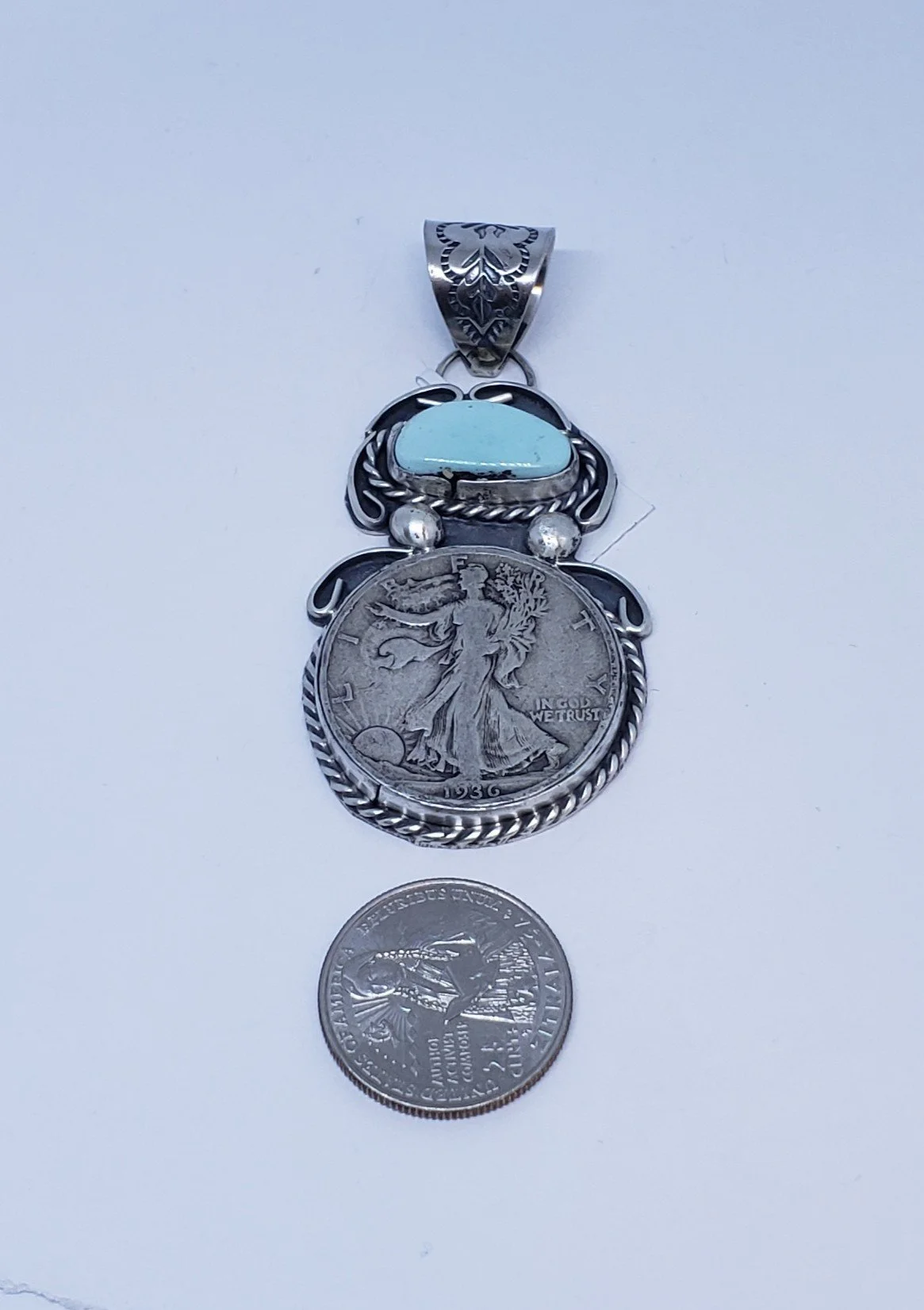 Half Dollar Style Turquoise Pendant