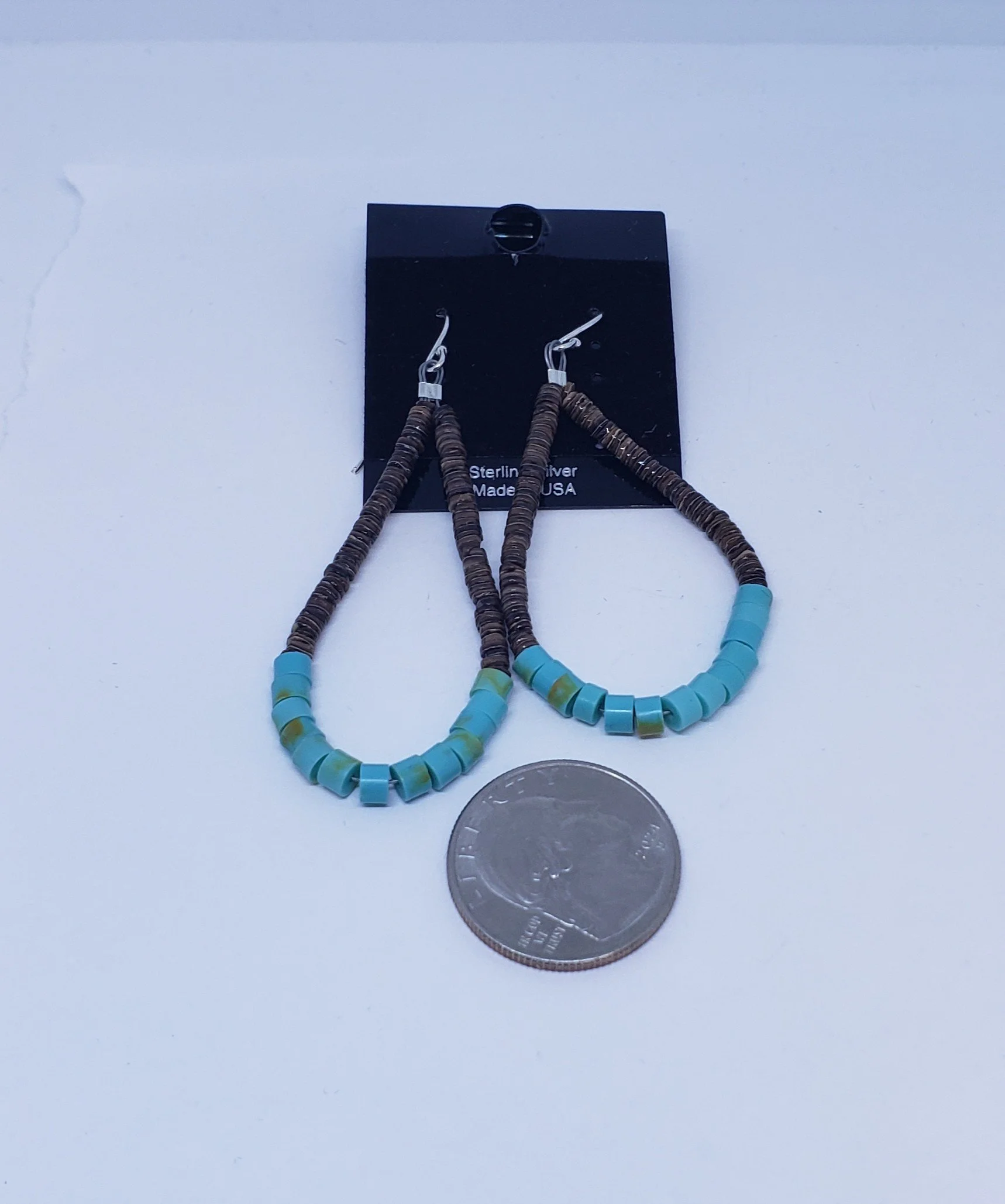 Turquoise Earrings with Heishi Beads