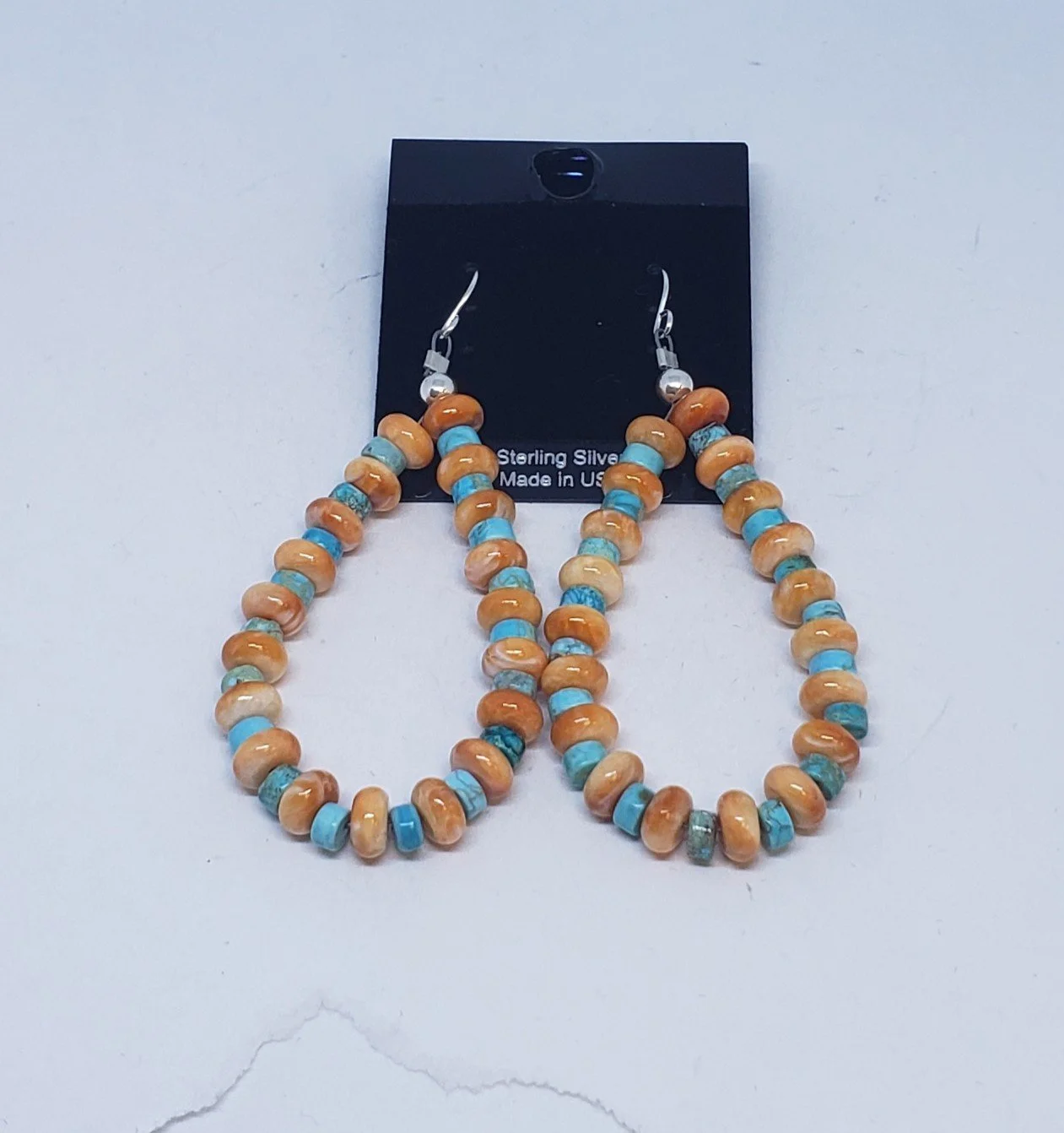 Orange Spiny Oyster with Turquoise and Sterling Silver