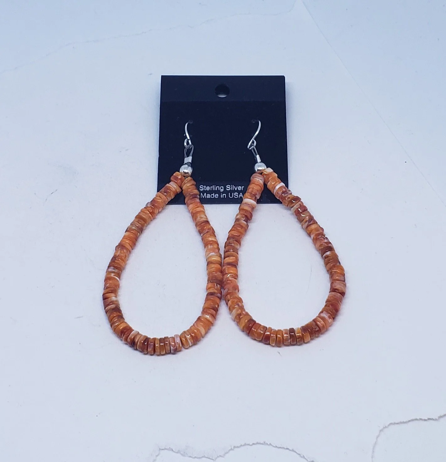 Orange and Red Spiny Oyster Earrings with Sterling Silver