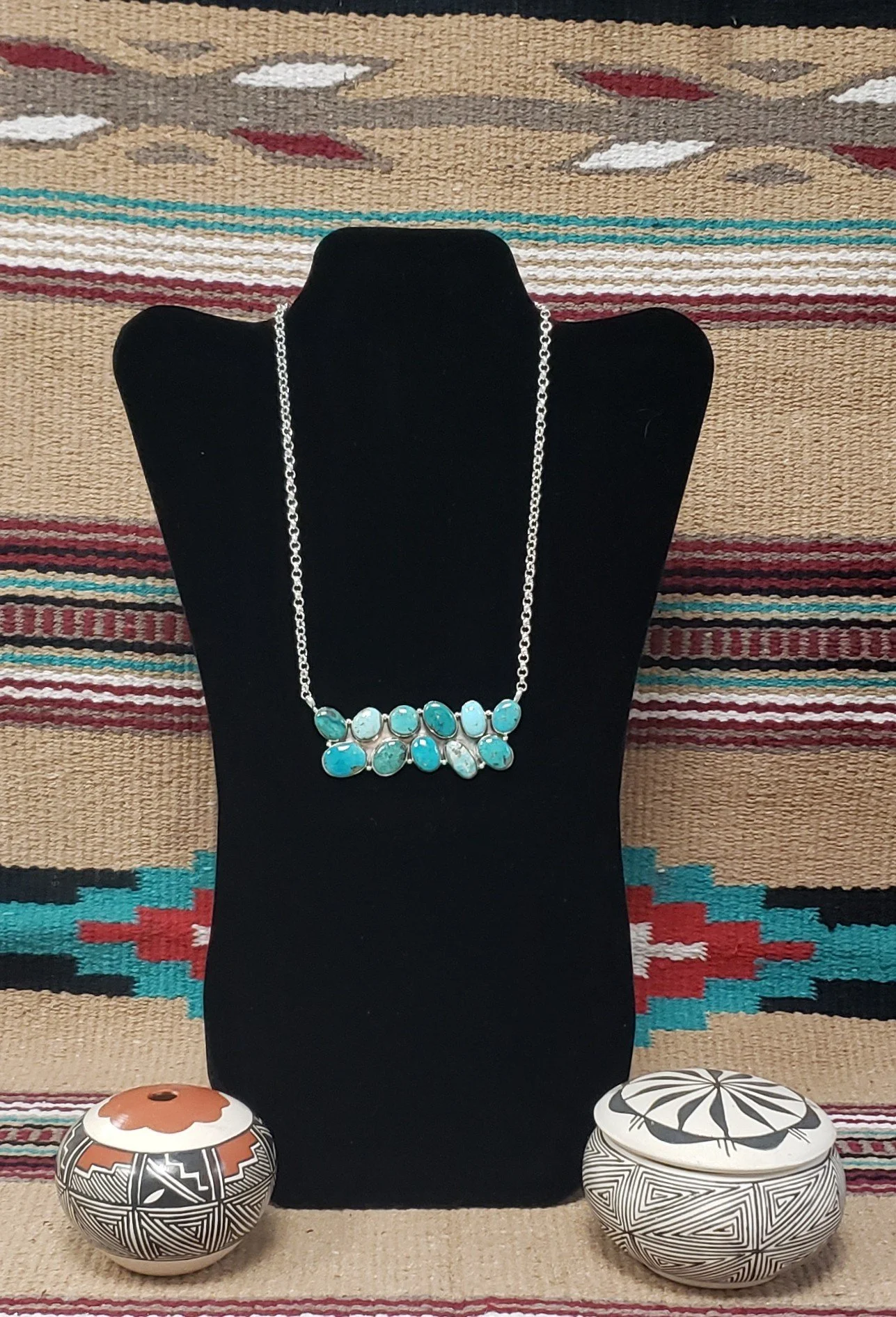 Turquoise Bar Necklace with Sterling Silver