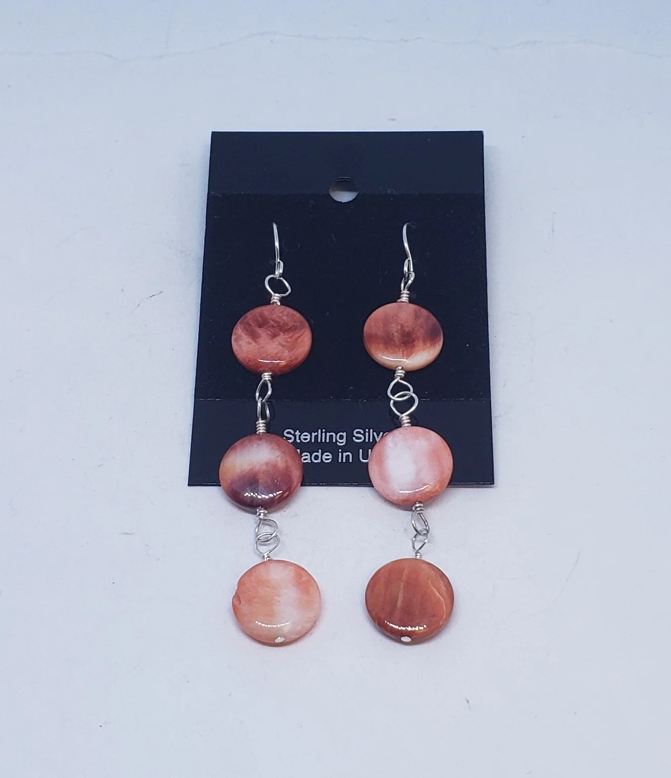 Red Spiny Oyster Earrings with Sterling Silver