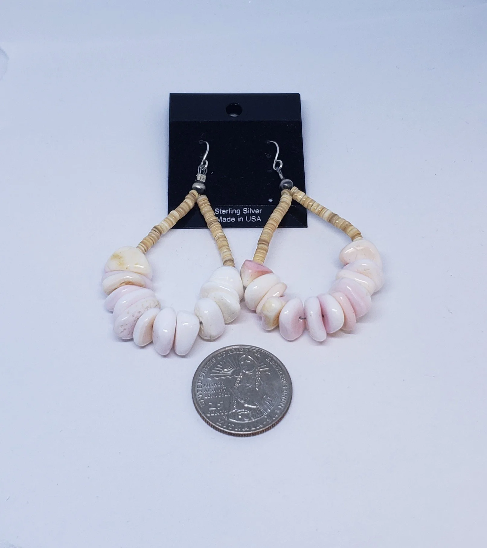 Conch Shell Earrings with Heishi Beads