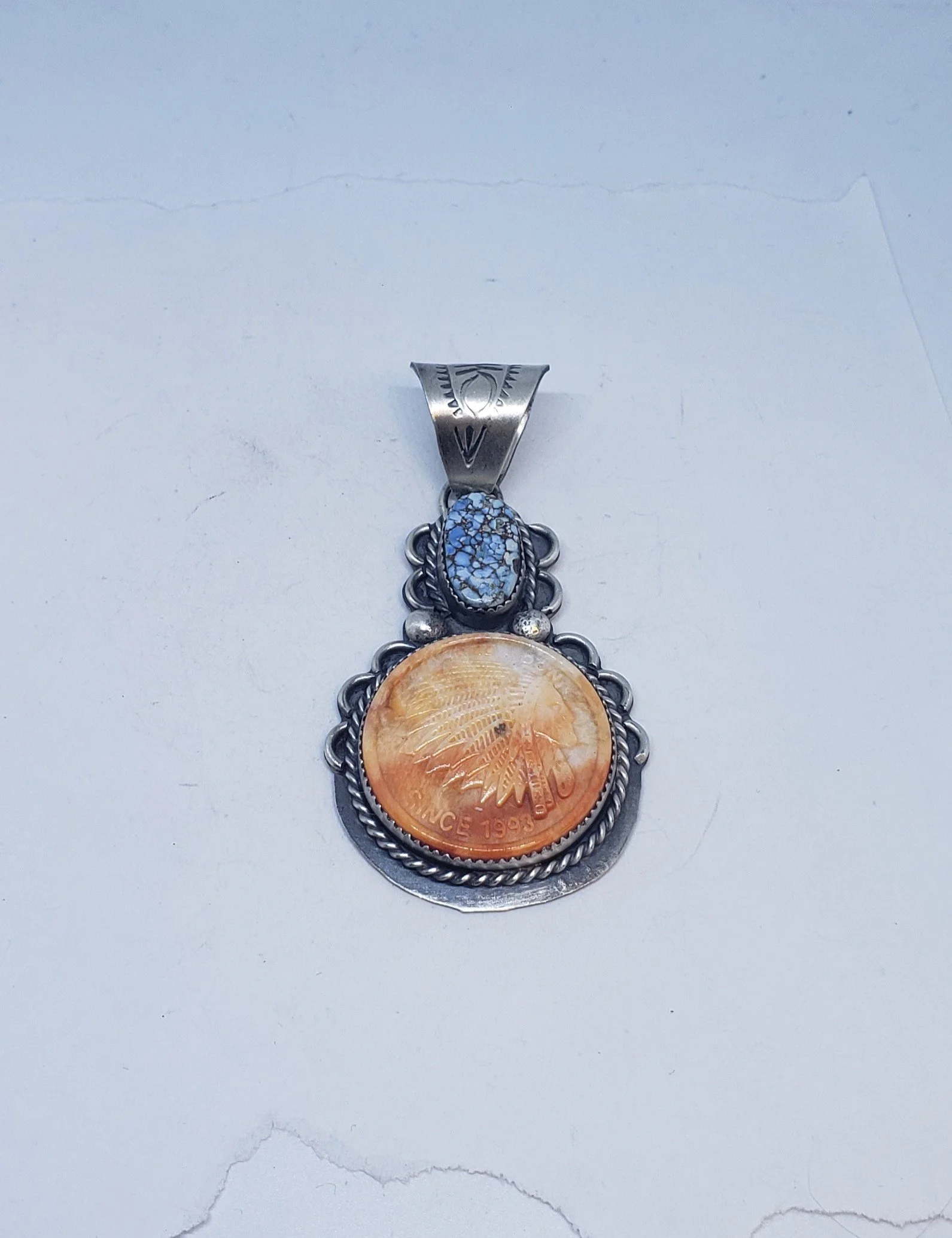 Sterling Silver with Orange Spiny and Golden Hill