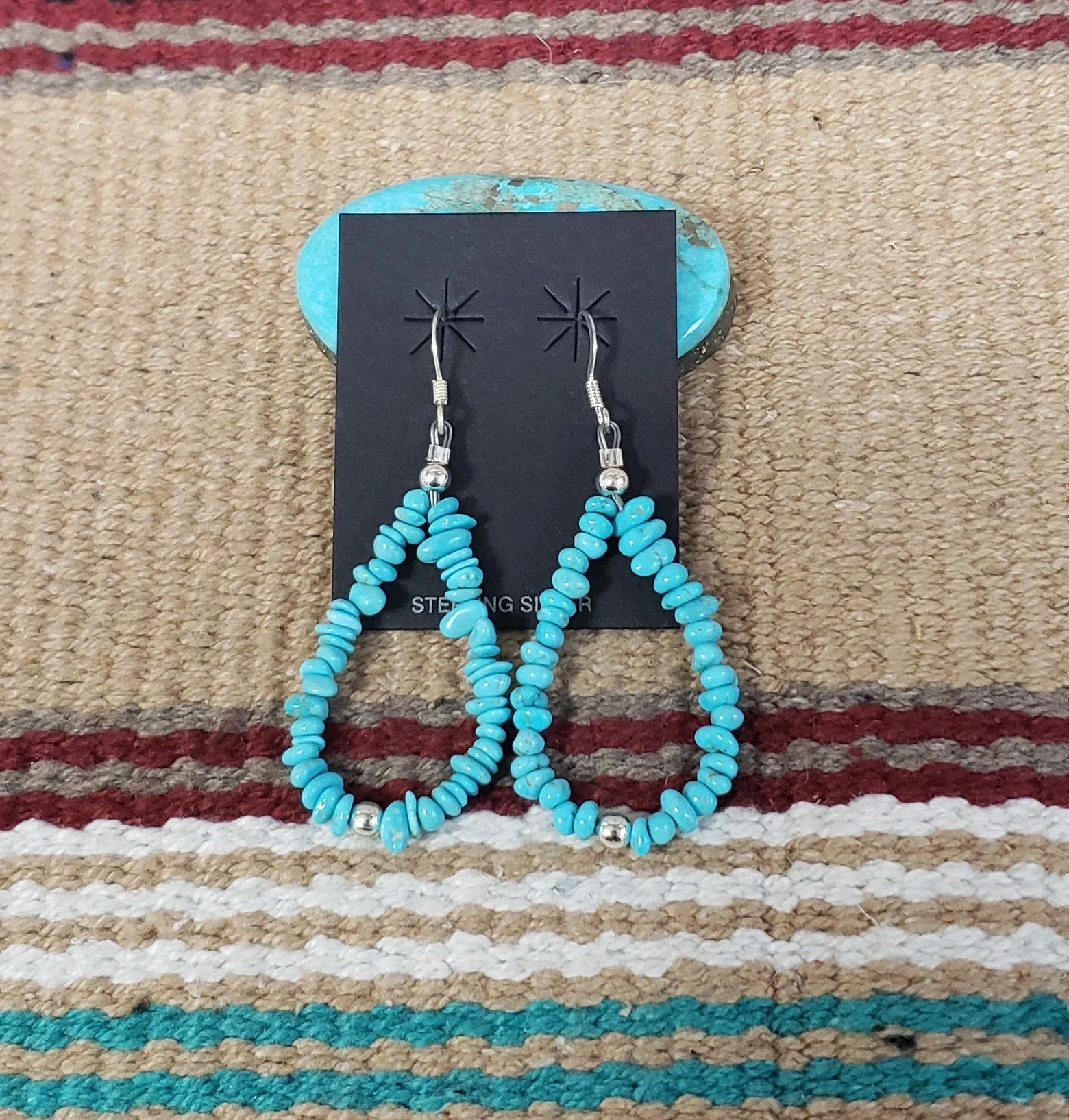 Turquoise Dangle Earrings with a Sterling Silver Bead