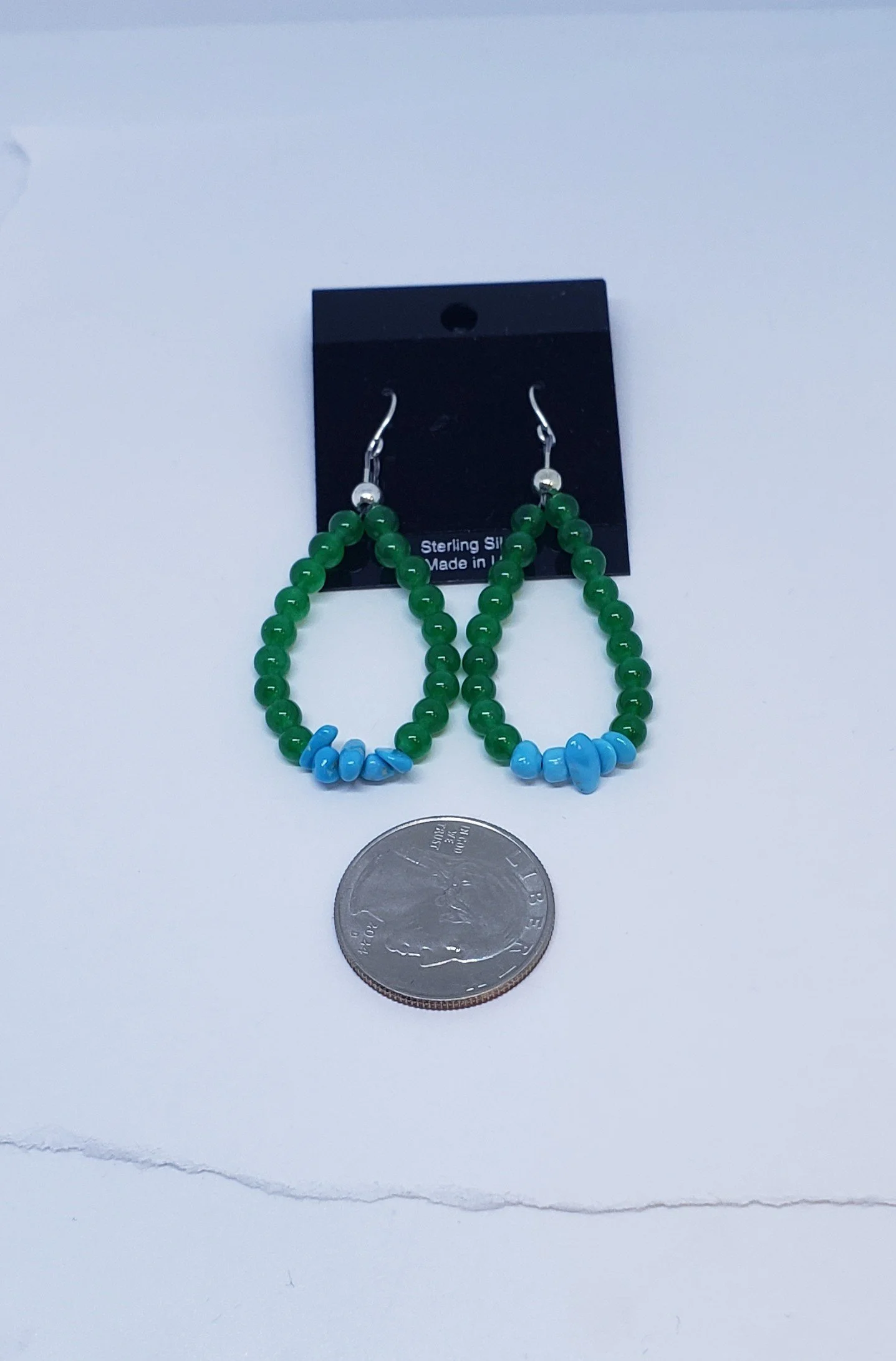 Green Onyx and Turquoise Earrings