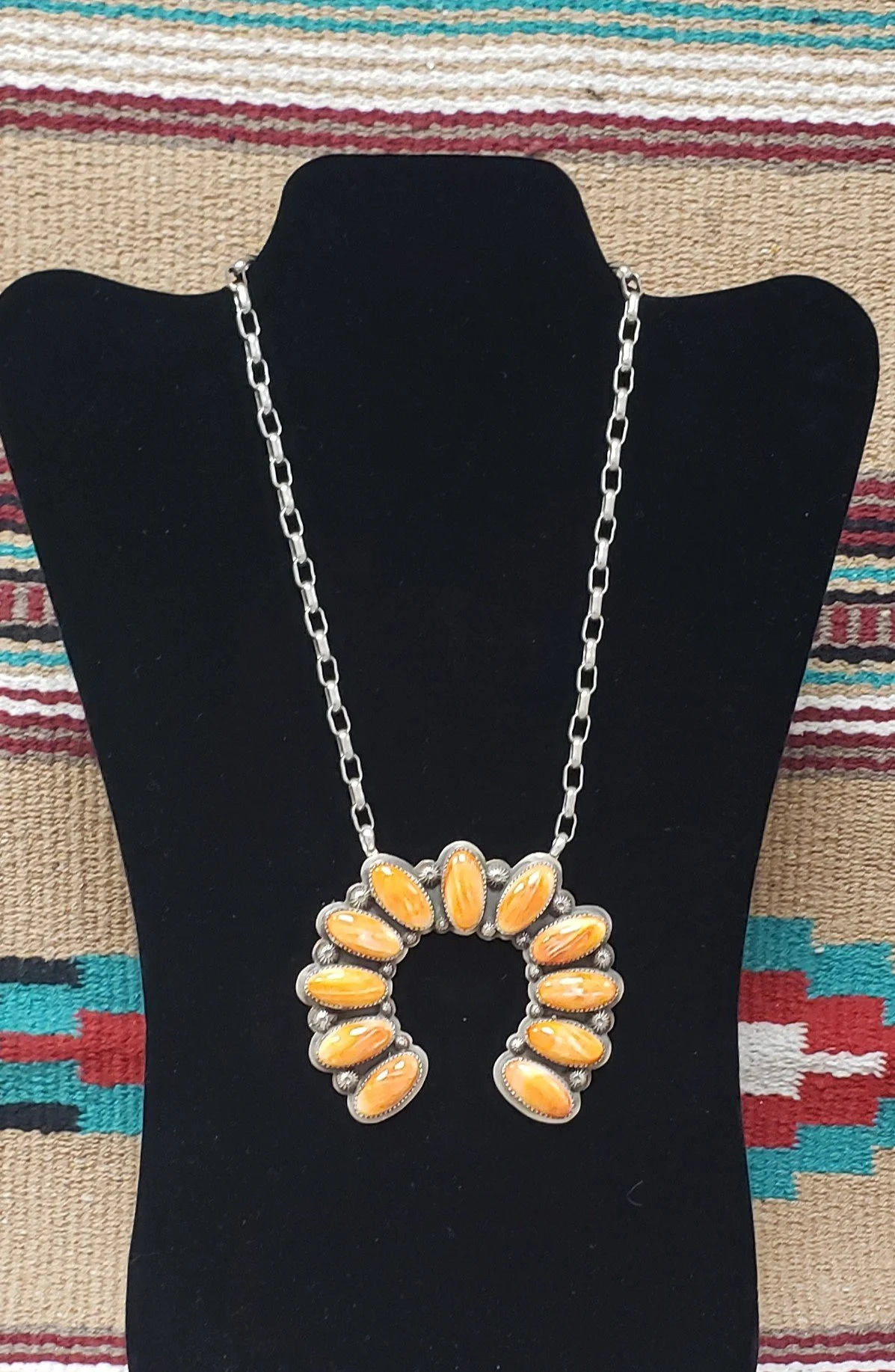 Orange Spiny Oyster Pendant with a Sterling Silver Chain