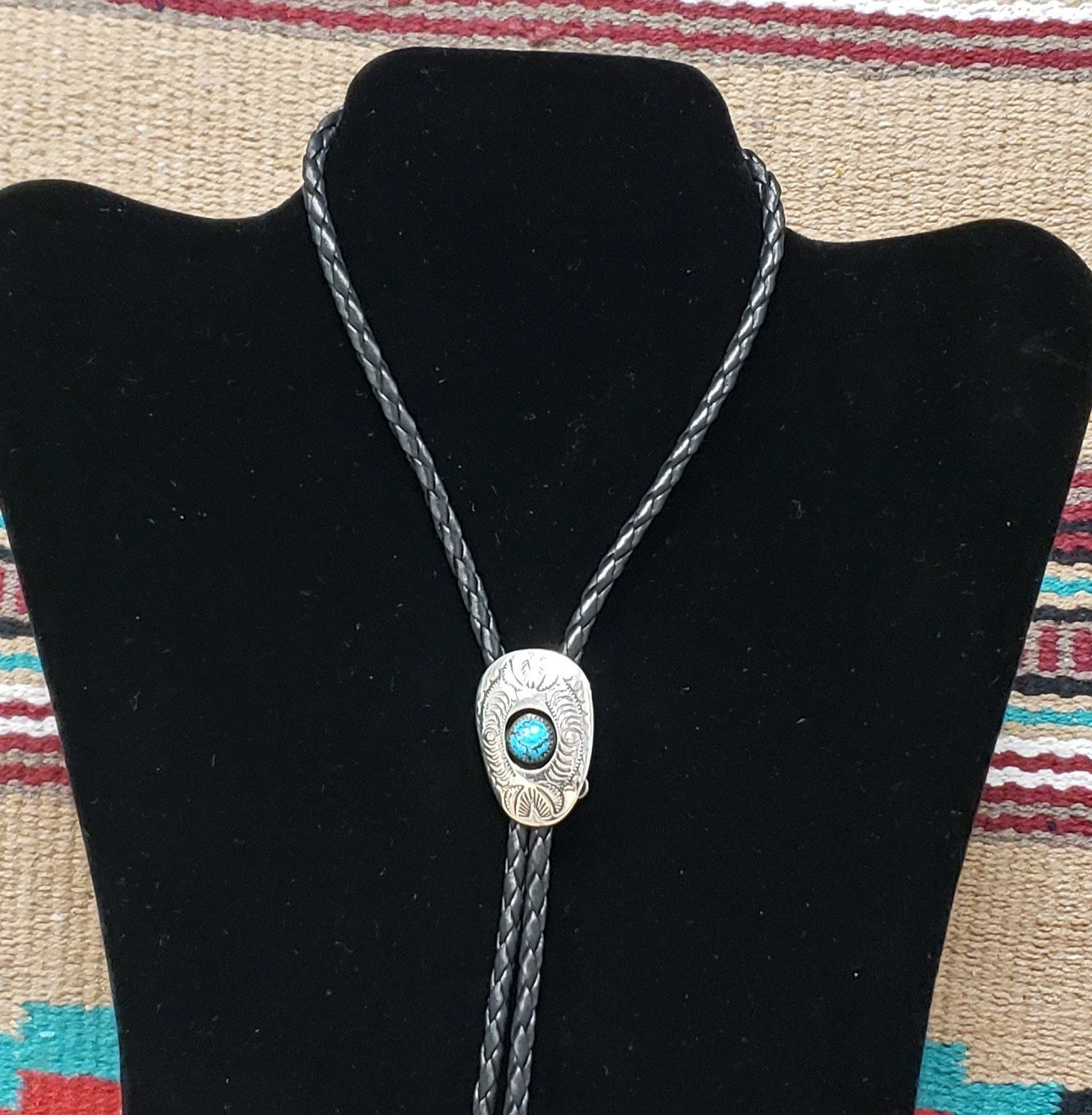Southwest Sterling Silver Bolo Tie with Turquoise