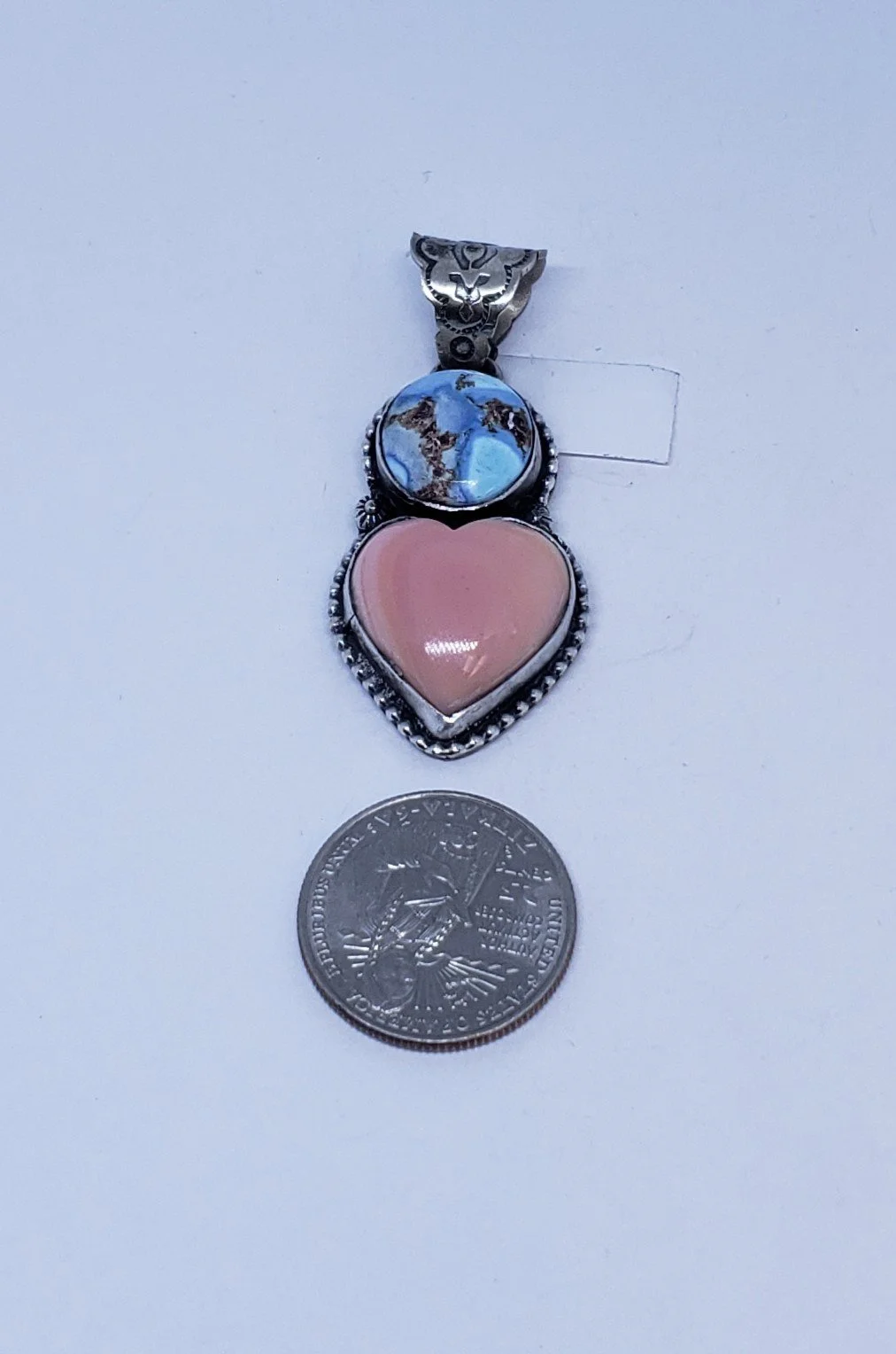 Conch Shell and Turquoise Pendant