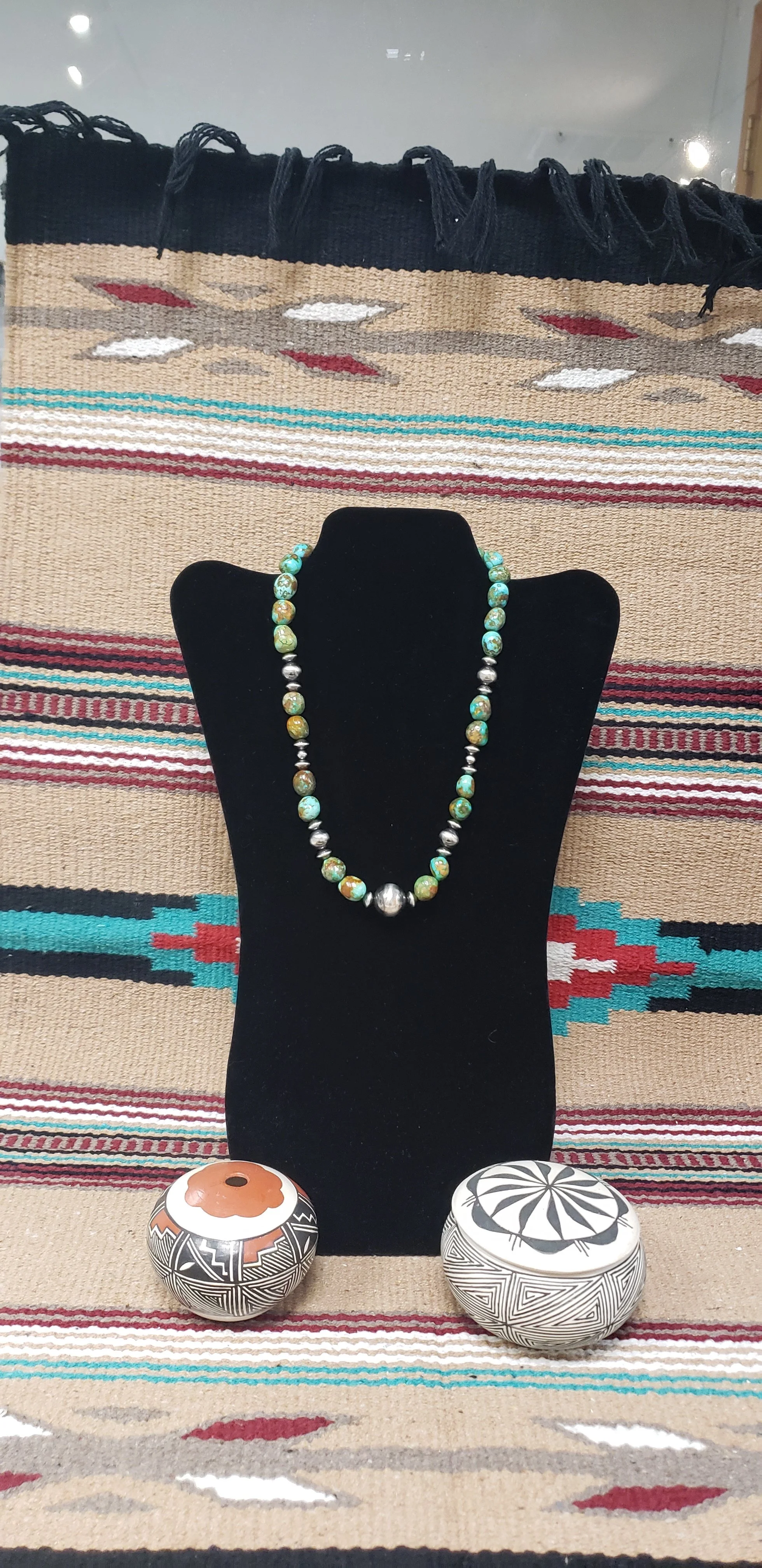 Turquoise Necklace with Sterling Silver Beads