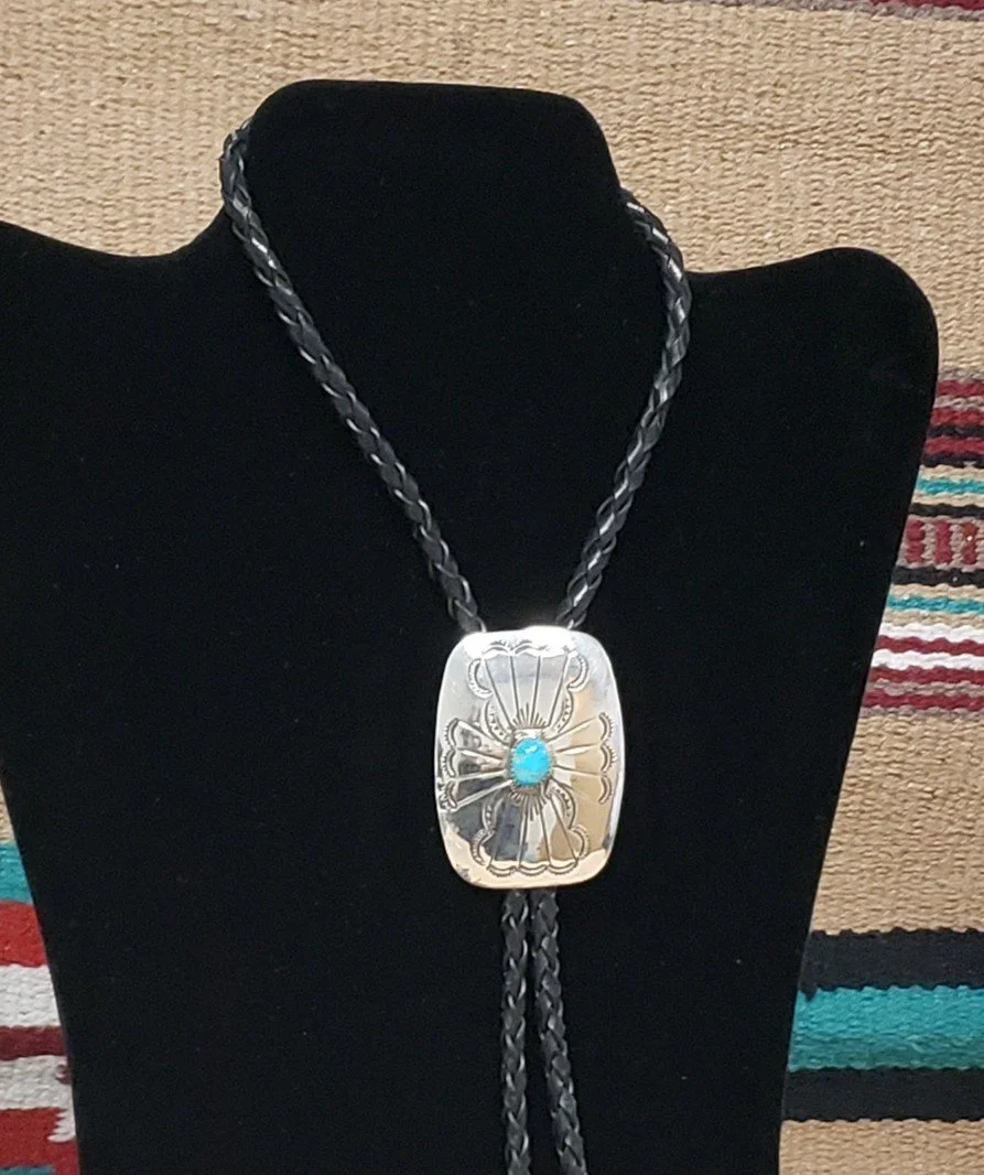 Southwest Style Sterling Silver Bolo Tie with Turquoise
