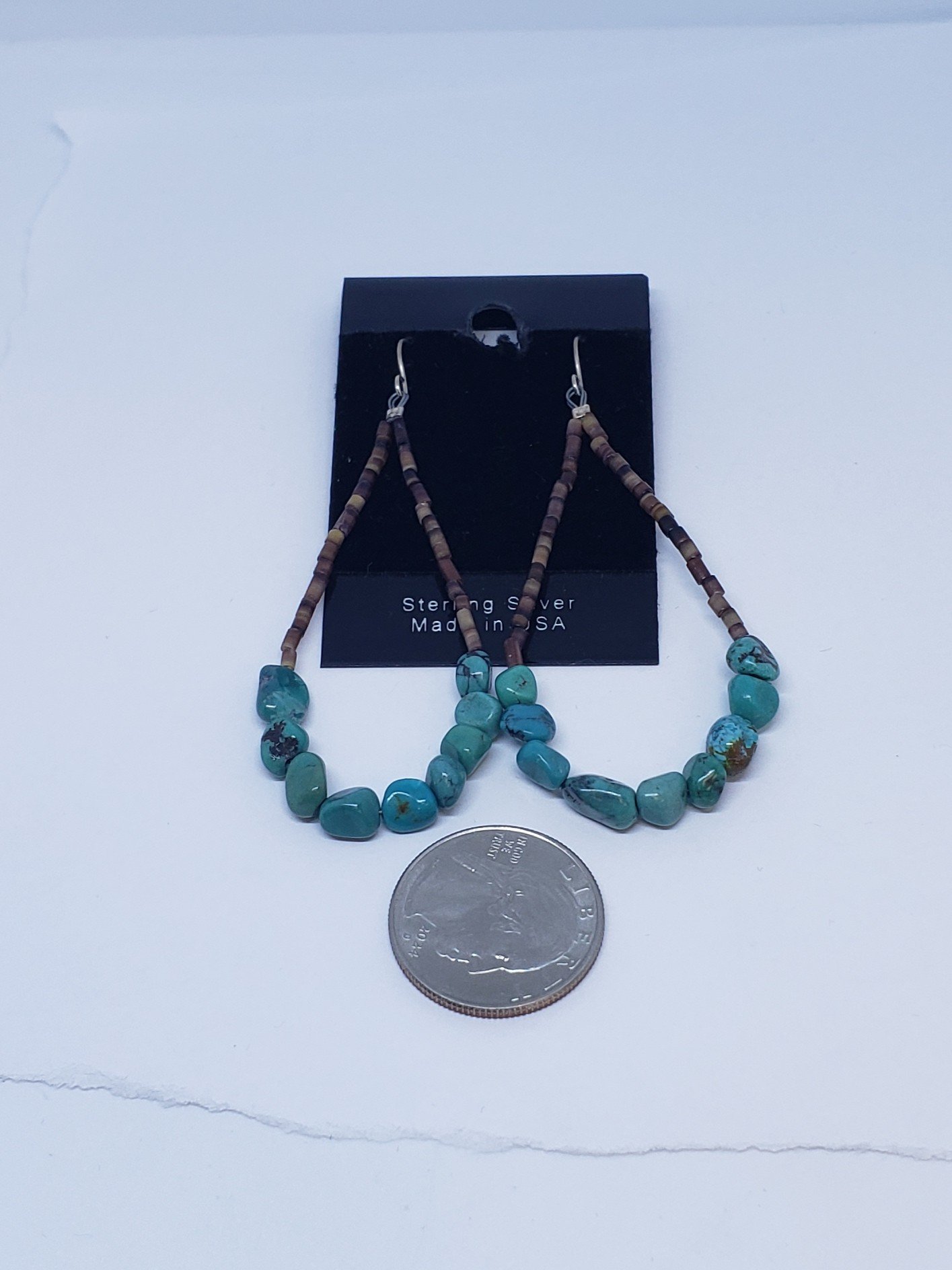 Turquoise Earrings with Heishi Beads