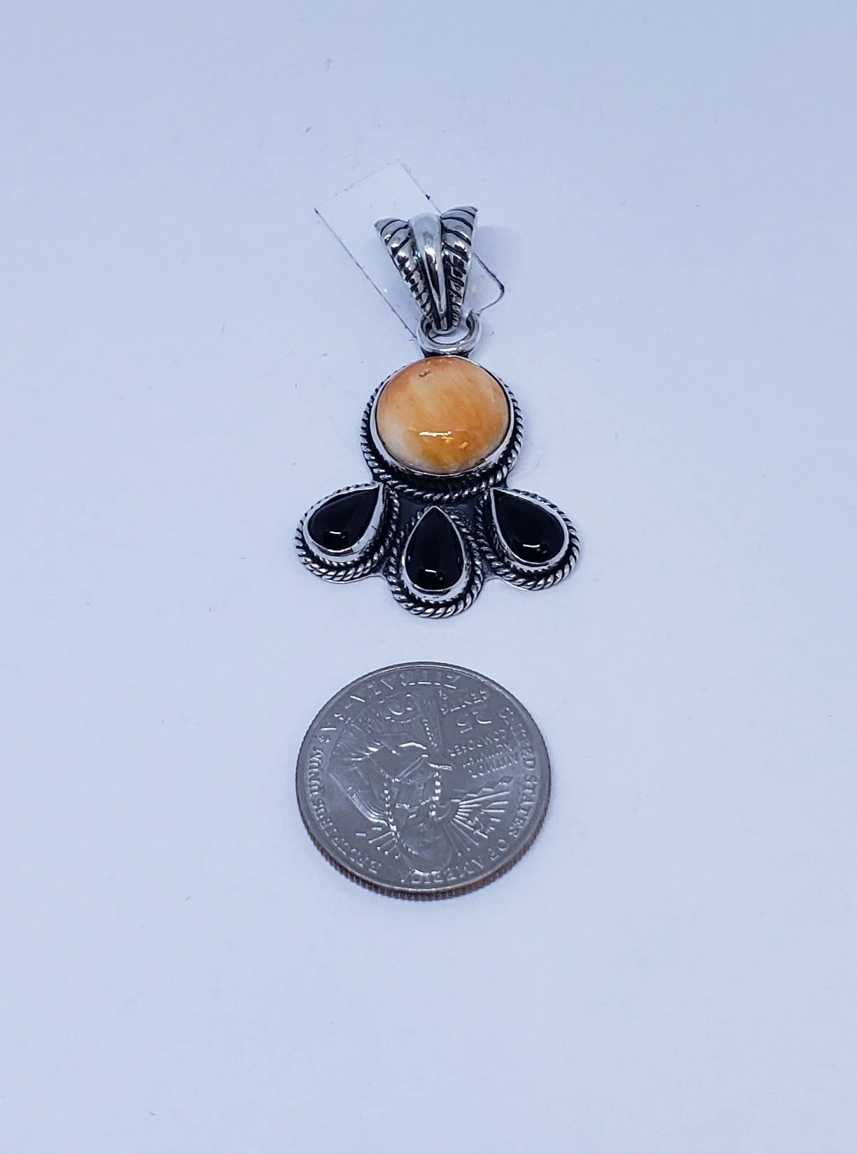 Spiny Oyster and Black Onyx Pendant