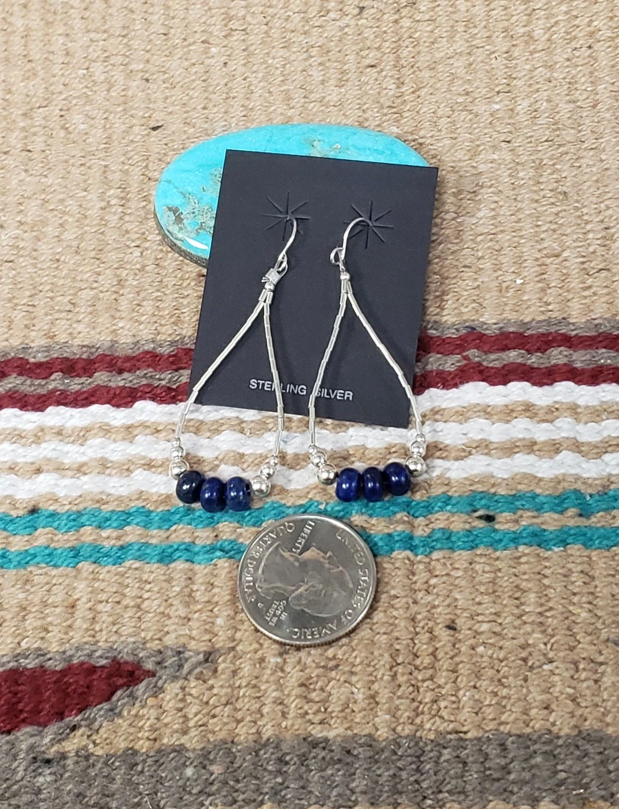 Lapis Dangle Earrings with Sterling Silver