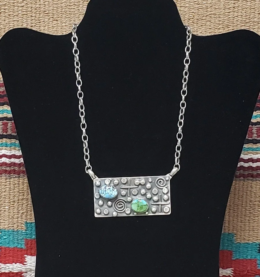 Sterling Silver Necklace with Golden Hill and Turquoise