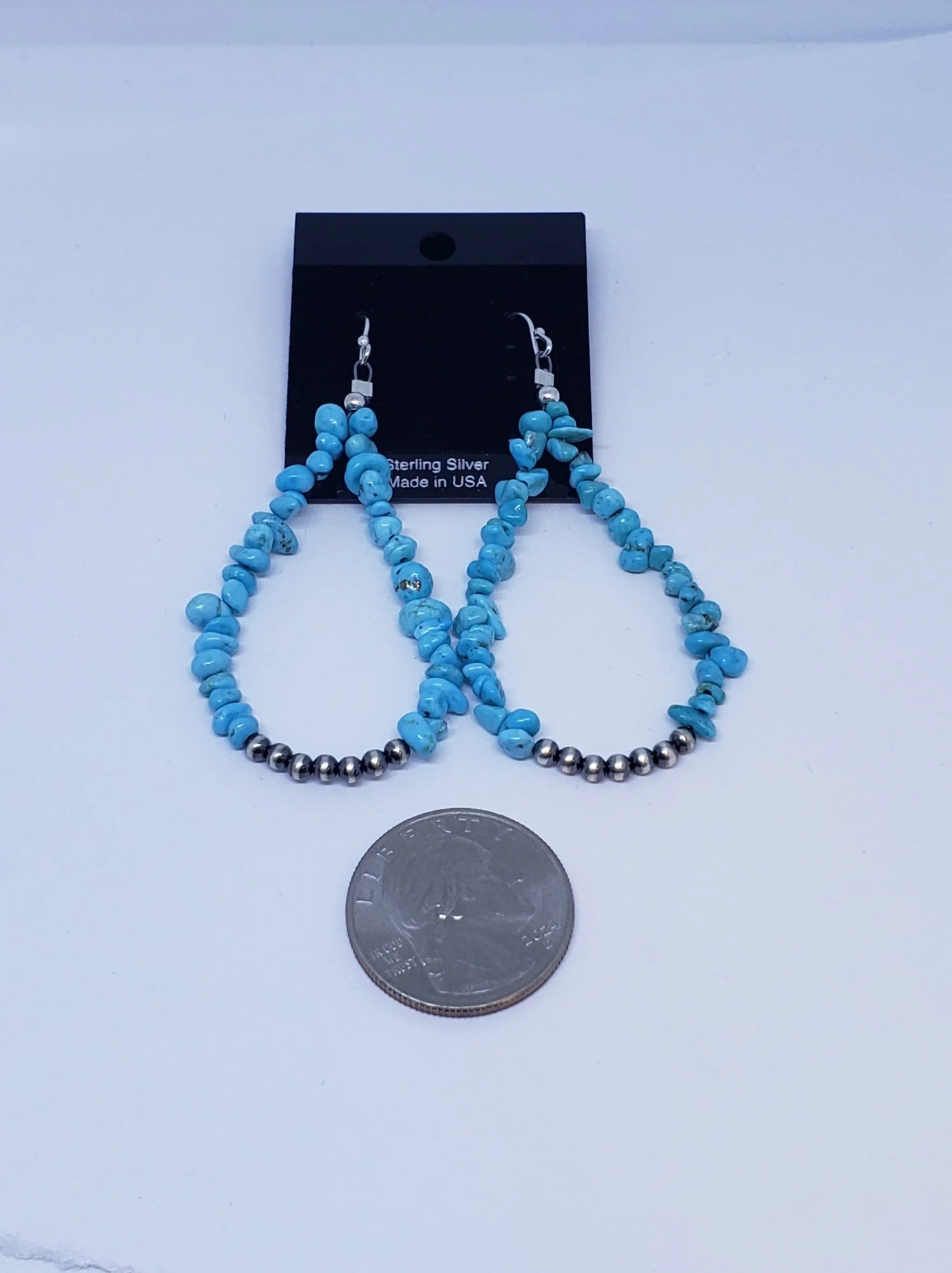 Turquoise Earrings with Navajo Pearls