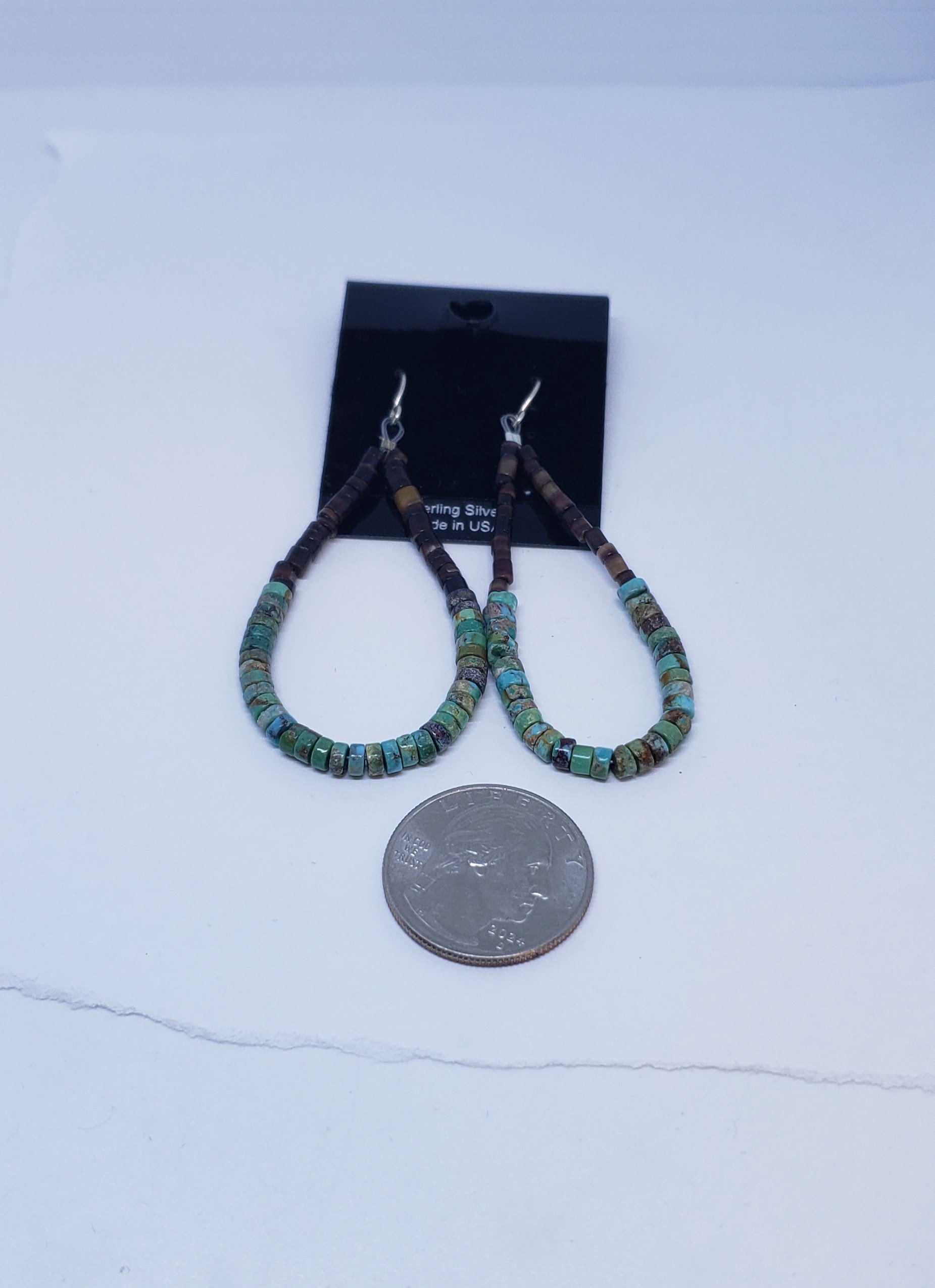 Heishi Beads and Turquoise Earrings